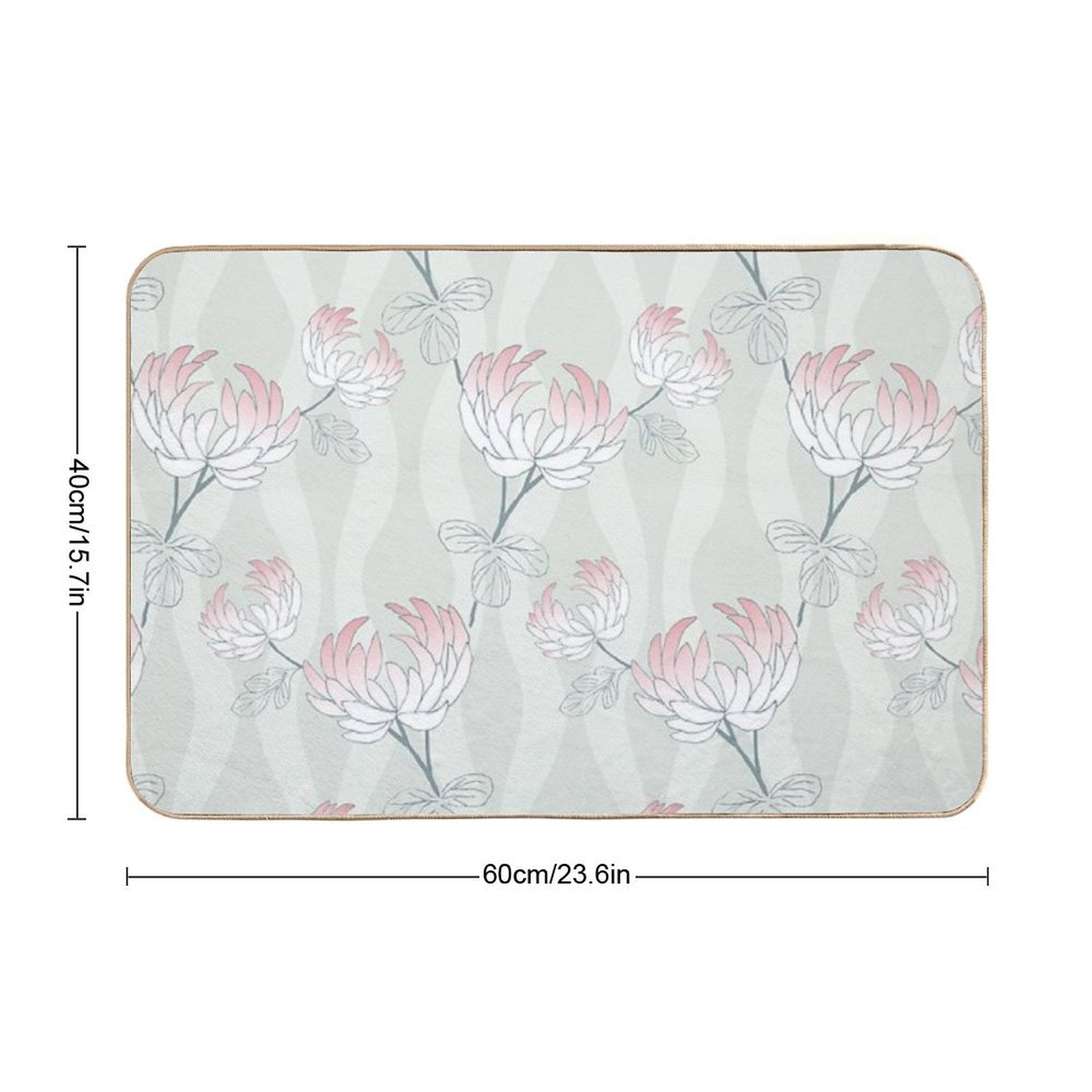 Bold Minimal Floral in Sage And Pink  Absorbent Bath Mat
