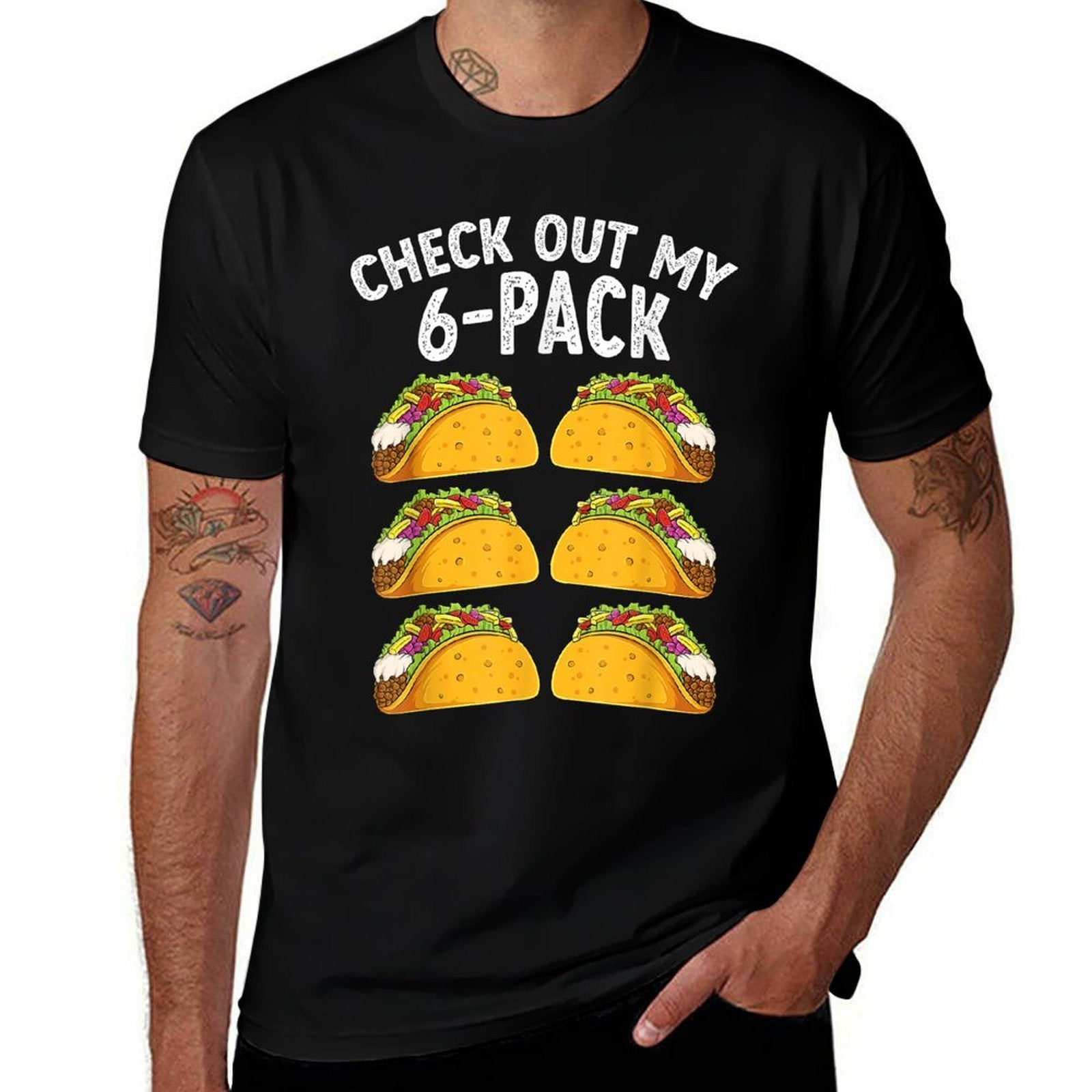 Tacos 6 Pack Abs Fitness Bodybuilder Gym Cinco De Mayo  Oversized Silhouette T-Shirt