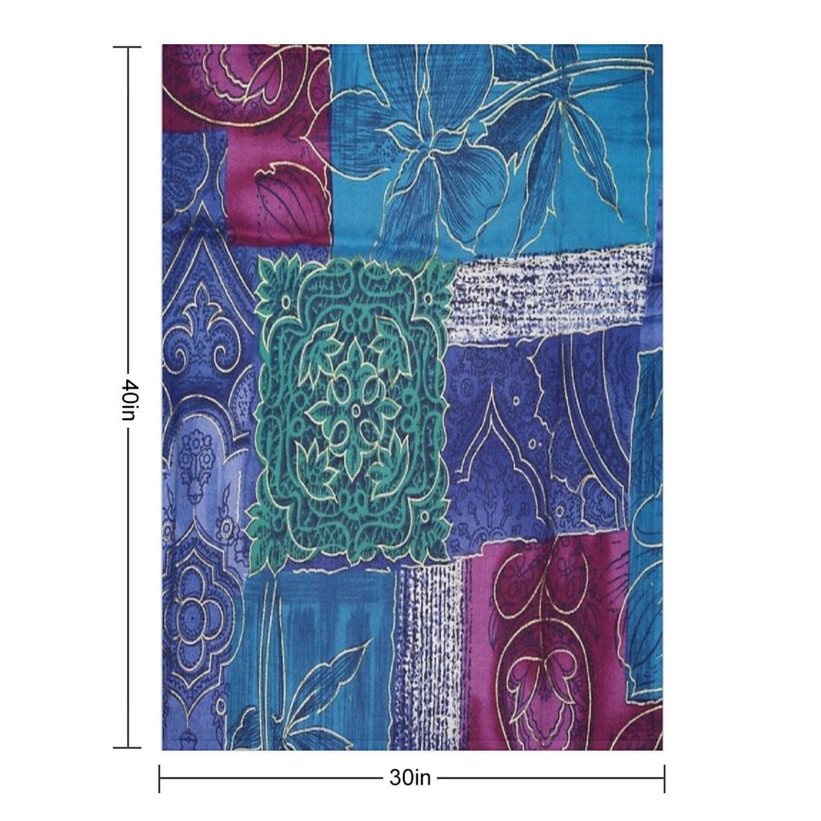 Blue And Navy Patchwork Quick-dry Throw Blanket