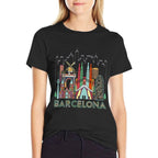 Fun Travel Spain Barcelona Vacation Gift Design Idea  Cotton T-Shirt