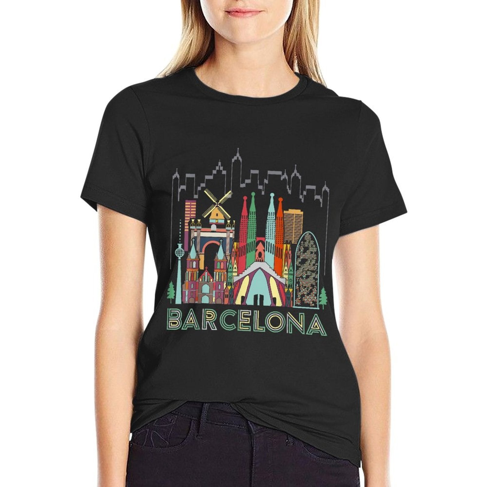 Fun Travel Spain Barcelona Vacation Gift Design Idea  Cotton T-Shirt