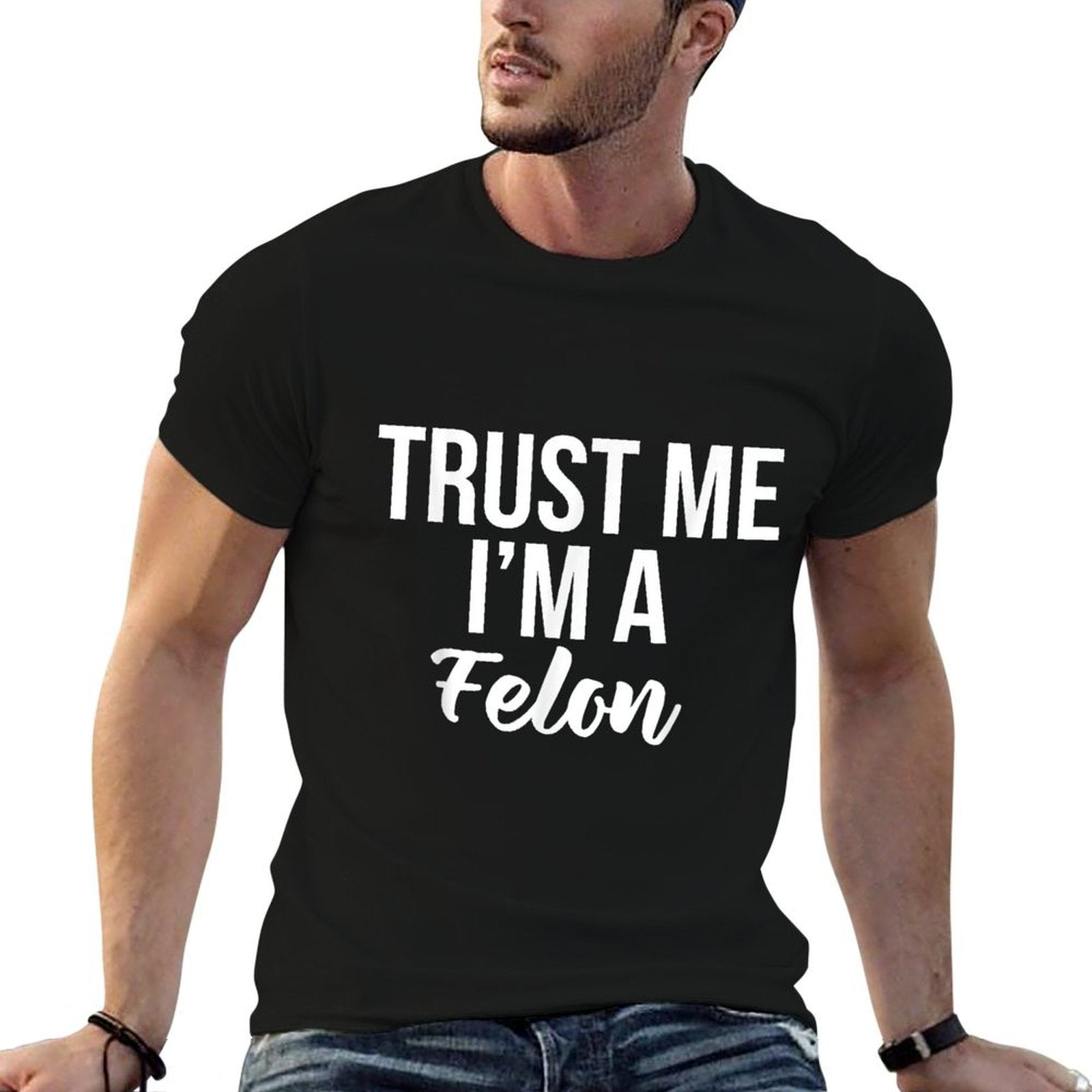 Funny Trust Worthy Design Im A Felon Prison Gift  Heathered Texture T-Shirt