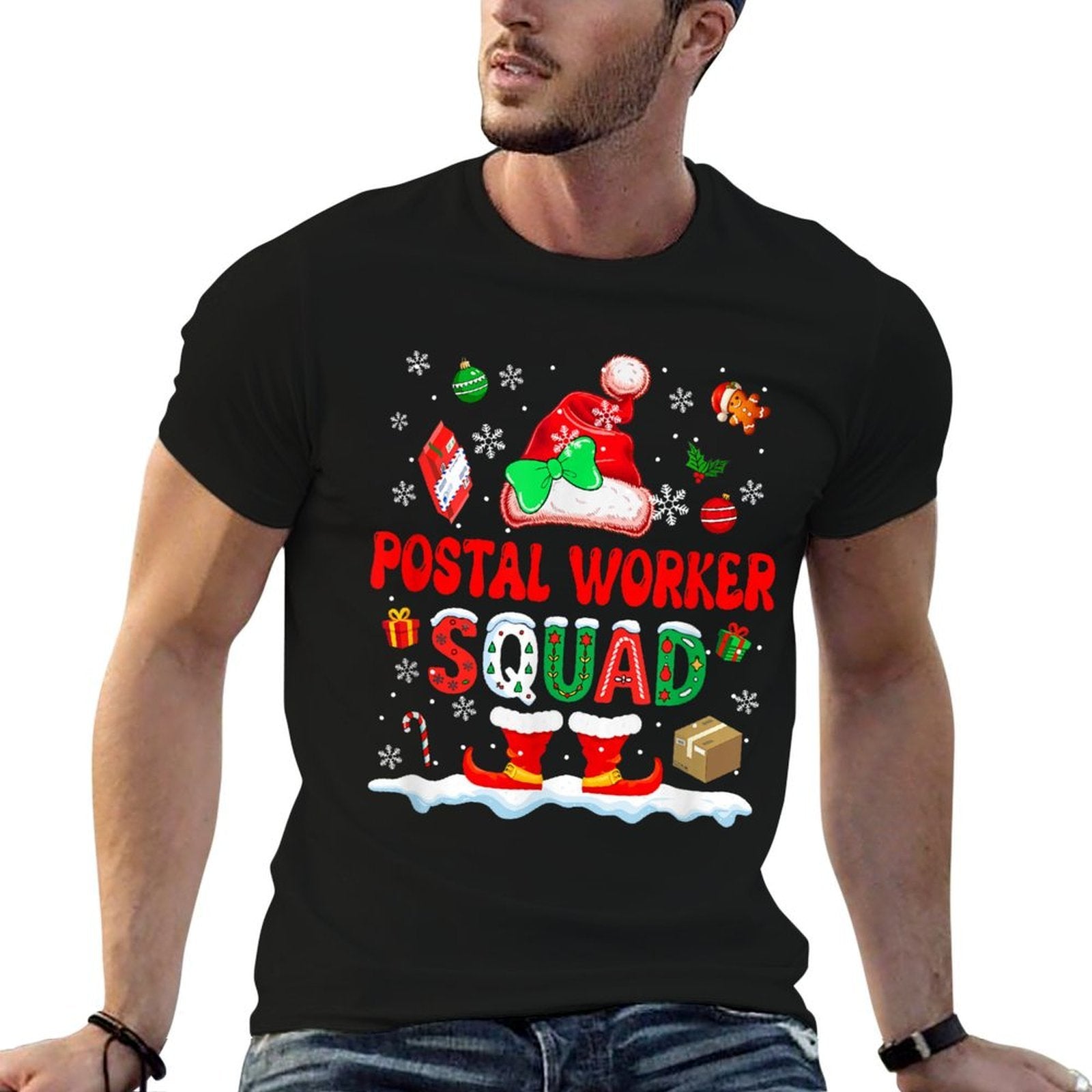 Postal Worker Squad Women Job Christmas Santa Bow Tie Comfortable T-Shirt