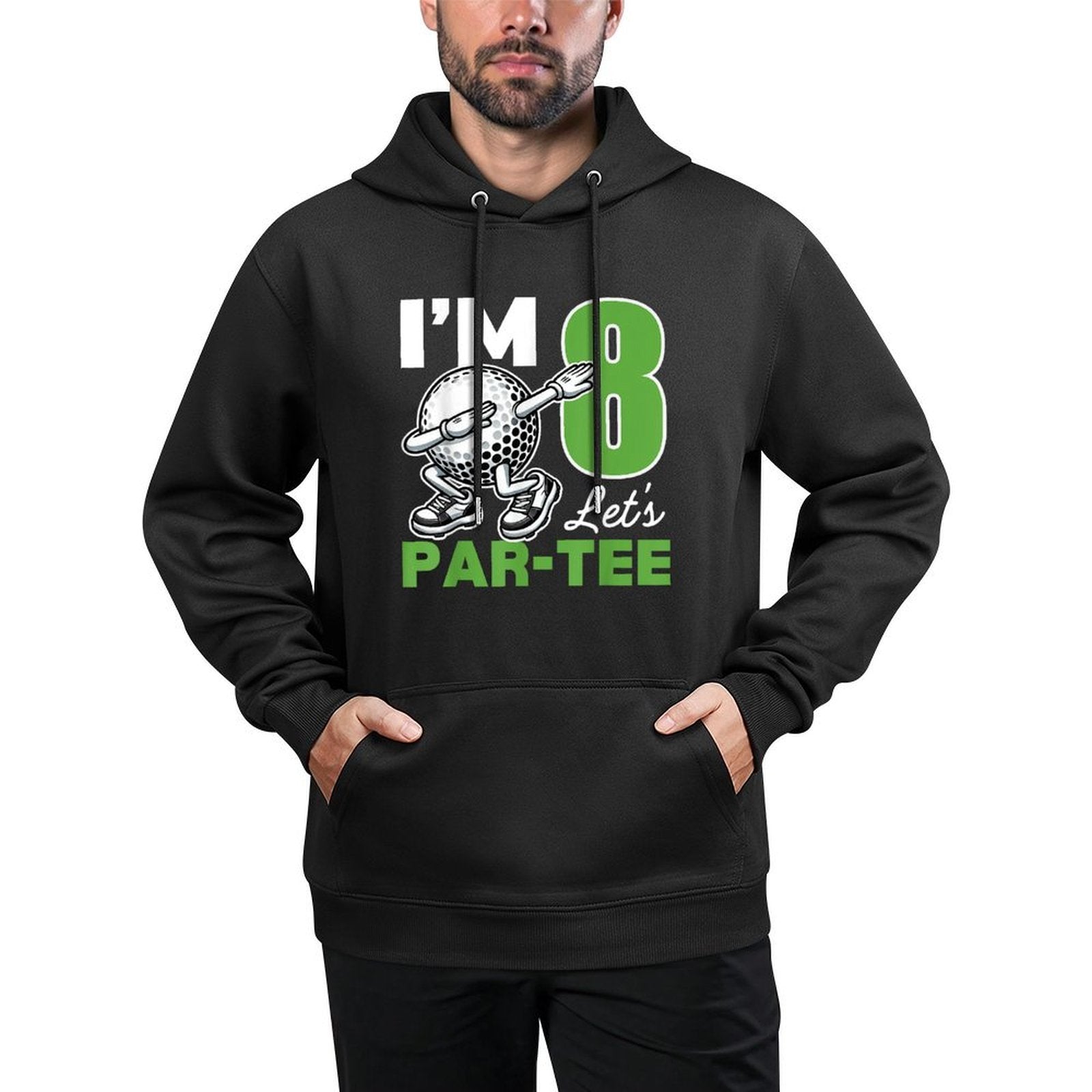 I'm 8 Let's Par 8th Years Old Golf Party Birthday Kids Kangaroo Pocket Hoodie