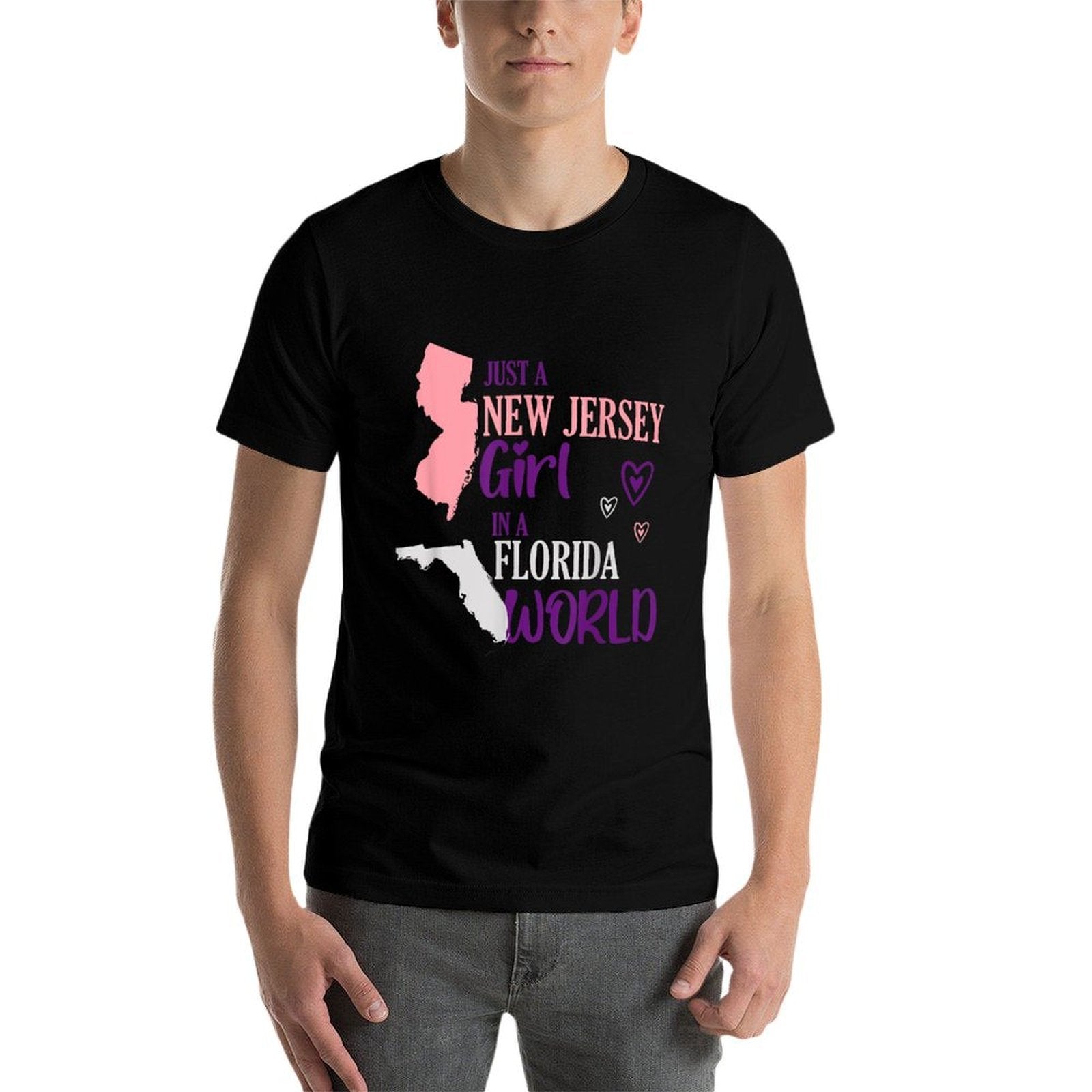 Proud Girl Design Just A New Jersey Girl in A Florida World  Rolled Sleeves T-Shirt