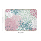 Soft Flower Pattern, Pink, Green, Teal And White  Easy To Clean Bath Mat