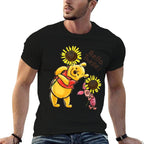 Disney Winnie The Pooh  Piglet Hello There! Sunflowers  Trendy Pattern T-Shirt