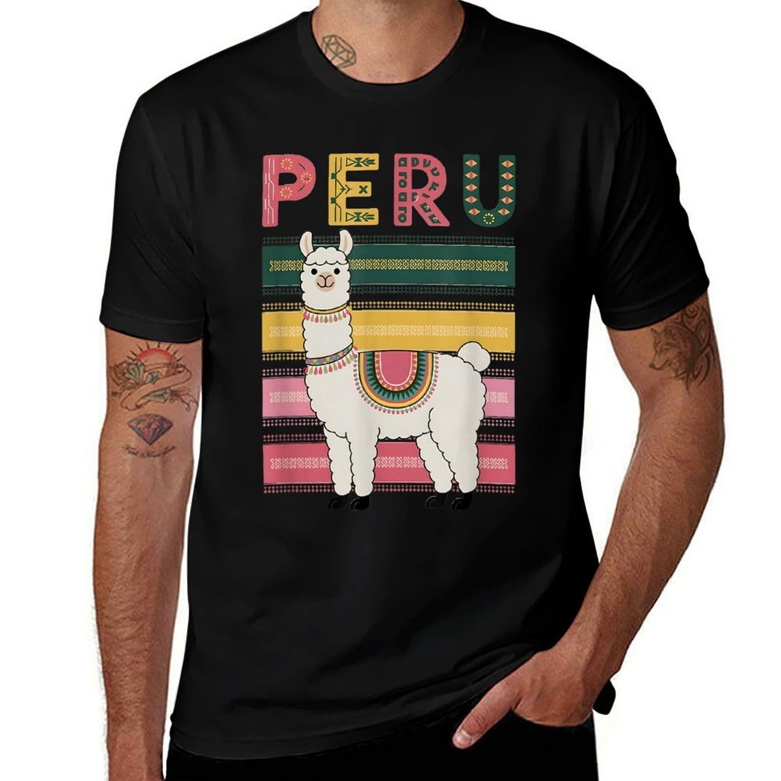 Cute Peruvian Llama from Peru - Fun Peru Design  Oversized Silhouette T-Shirt