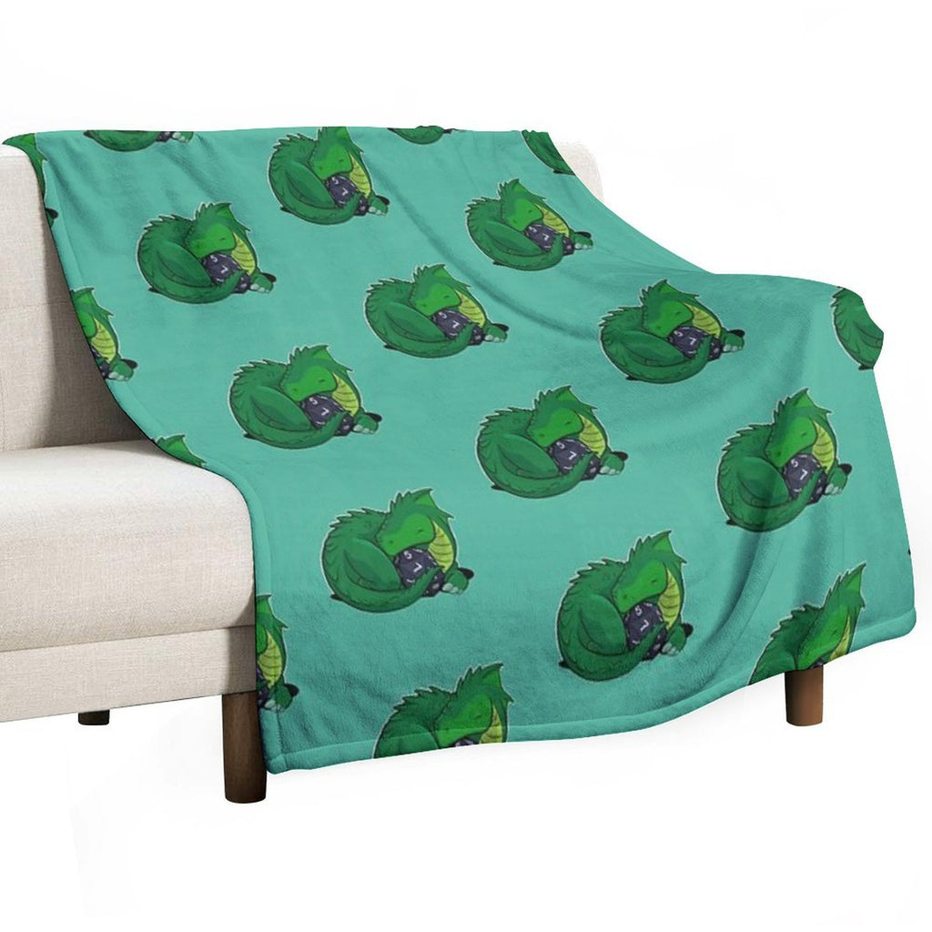 D20 Green Dragon Quick-dry Throw Blanket