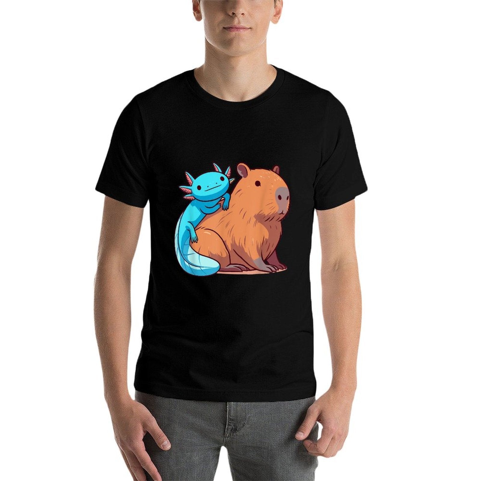 Capybara And Axolotl  Eco-friendly Material T-Shirt