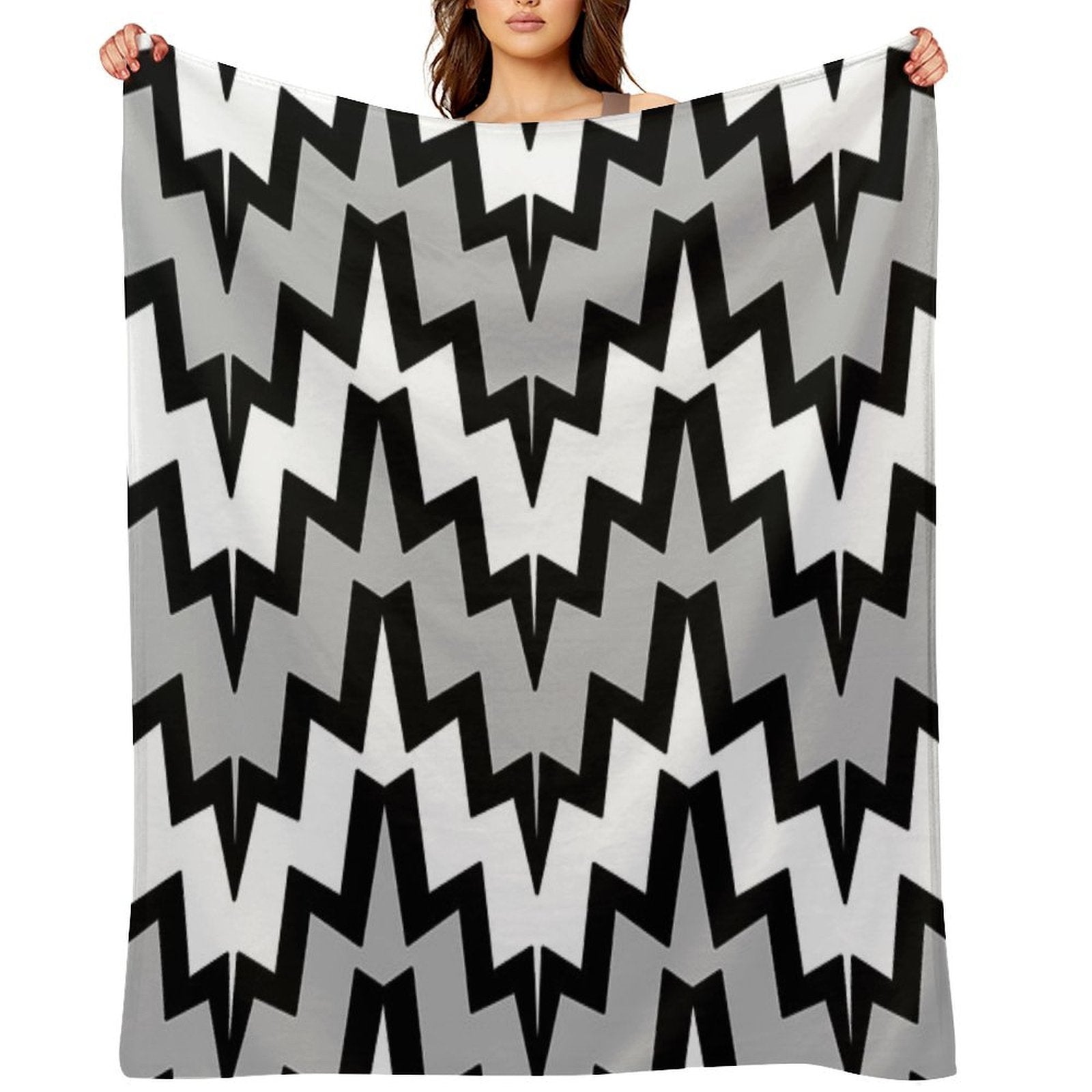 Abstract Geometric Pattern - Gray, Black And White. Eco-conscious Throw Blanket
