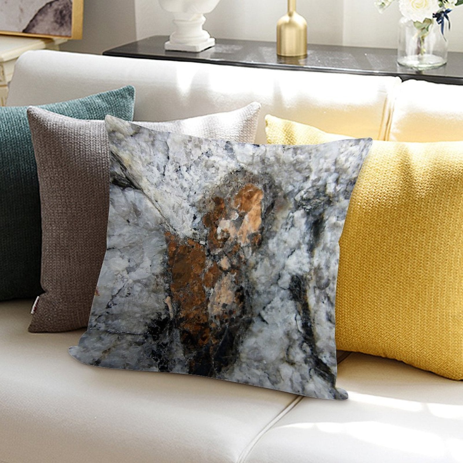 Copper Mica Soft Hidden Zipper Throw Pillow