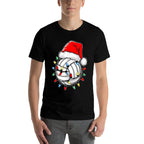 Santa Volleyball Ball Men Youth Boys Christmas Pajamas  Wrinkle-resistant T-Shirt