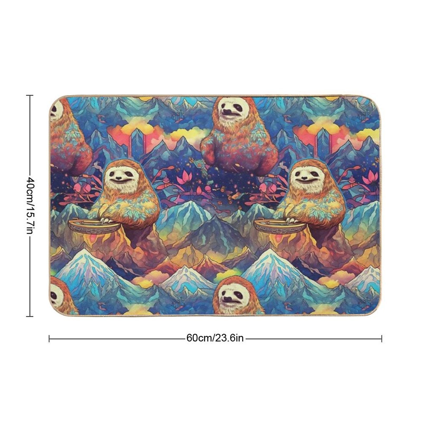 Happy Sloth Shaman - Sloth Nouveau Pattern  Long-Lasting Bath Mat