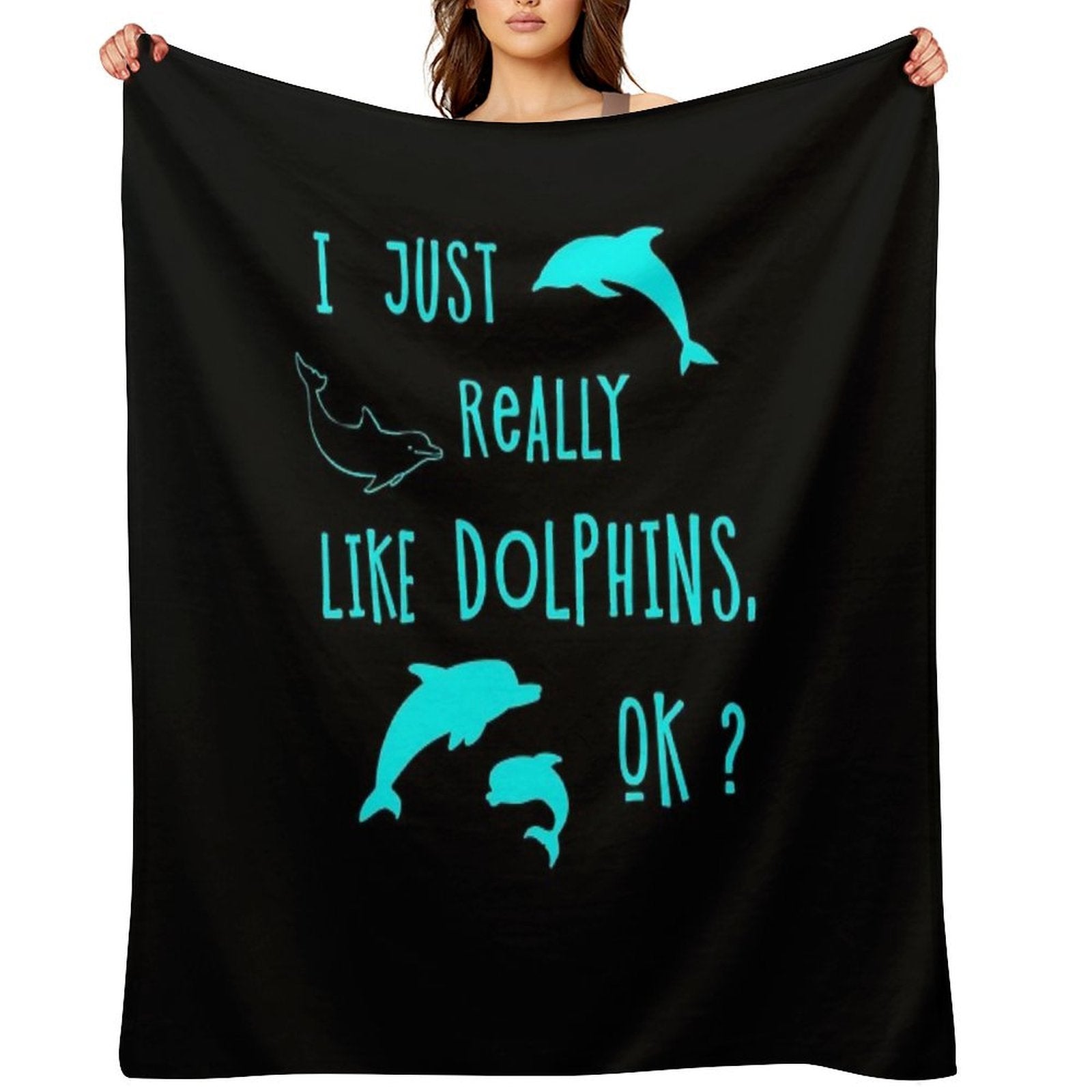 I Just Really Like Dolphins, Ok Anti-pilling Throw Blanket