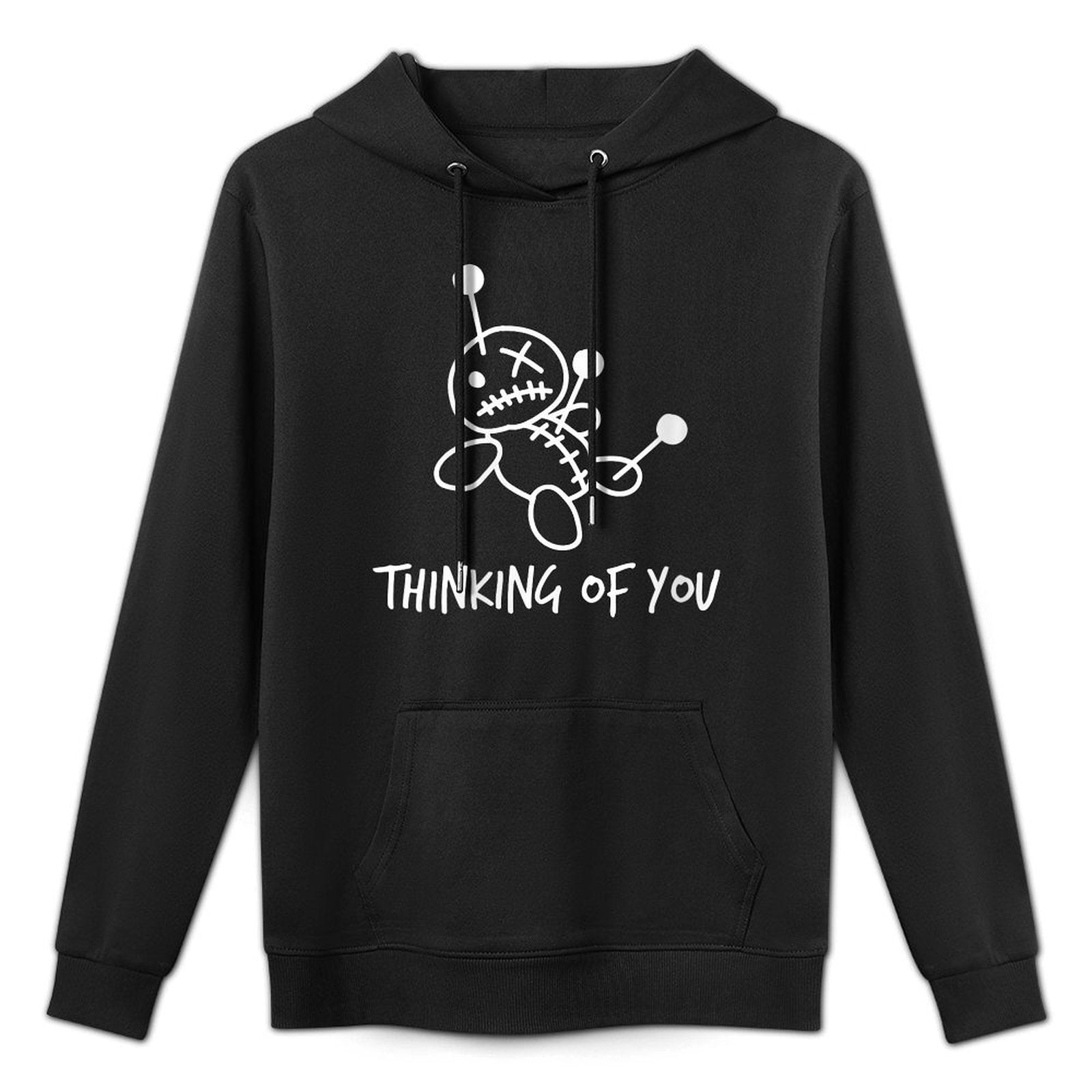 Womens Thinking of You Funny Voodoo Doll Valentines Day Joke Breathable Fabric Hoodie