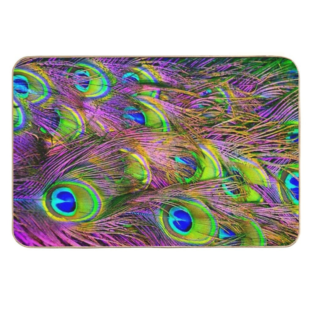 Beautiful Vivid Peacock Feathers  High-Traffic Bath Mat
