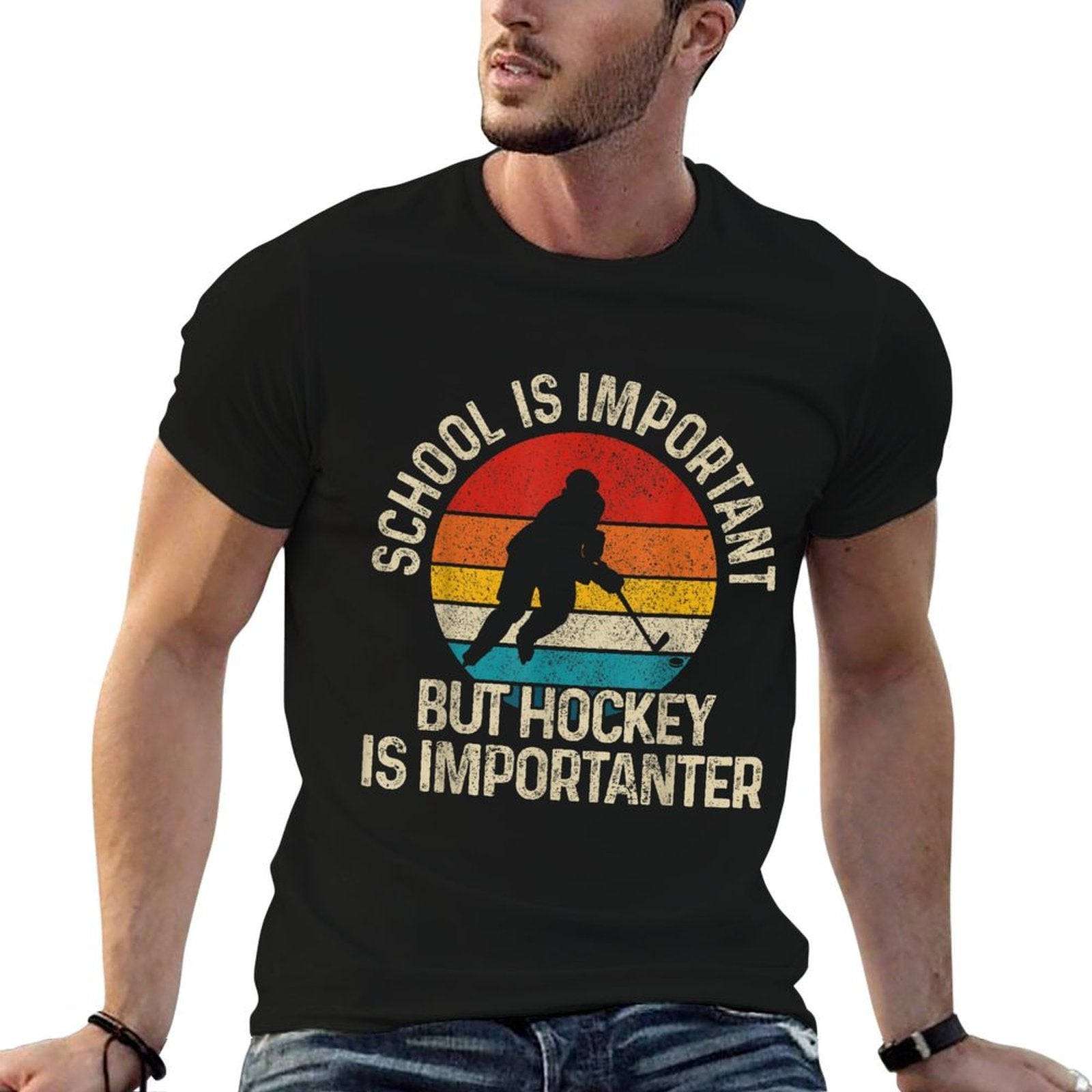 School Is Important But Hockey Is Importanter Funny Gist  Lightweight T-Shirt