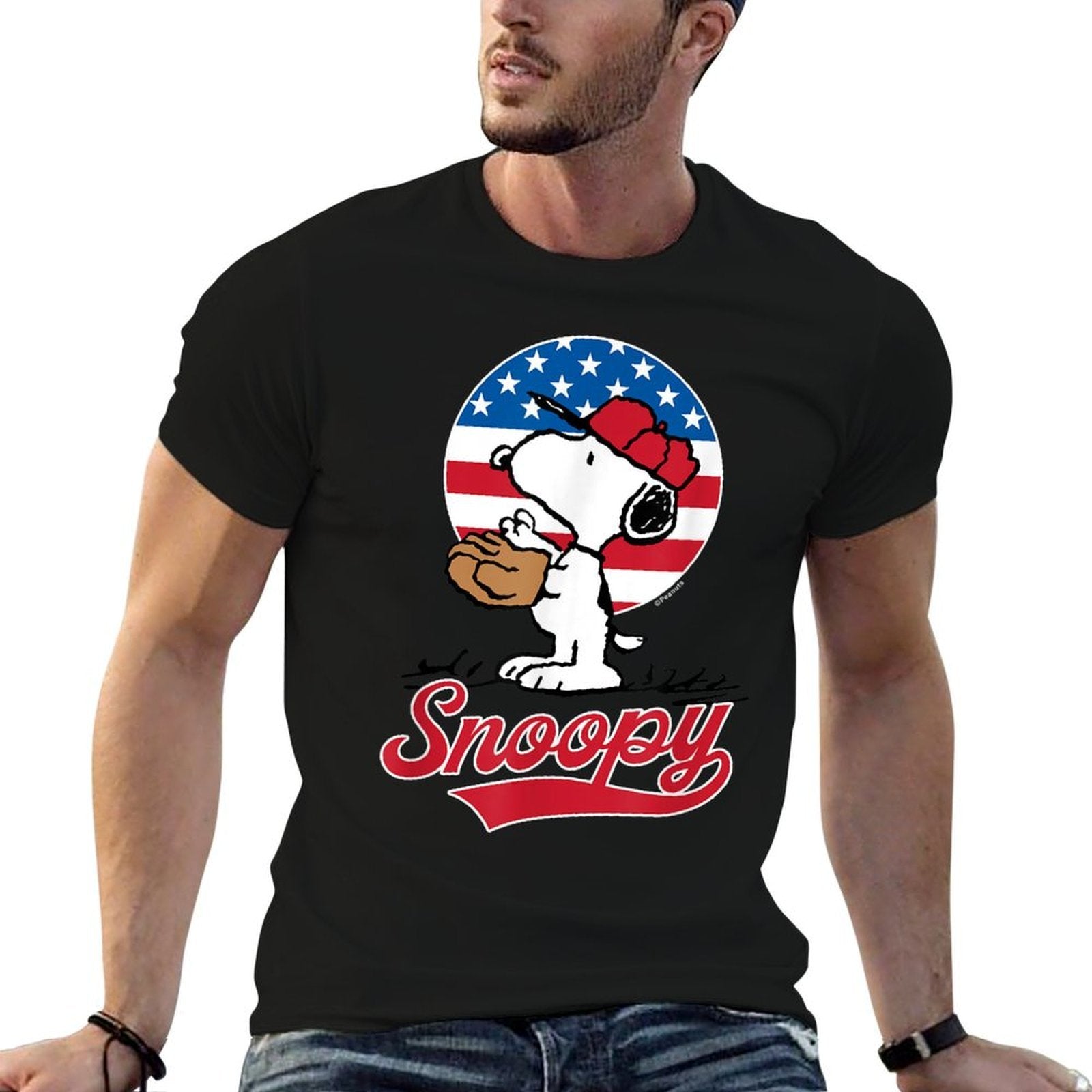 Peanuts - Snoopy Americana Baseball  Soft T-Shirt