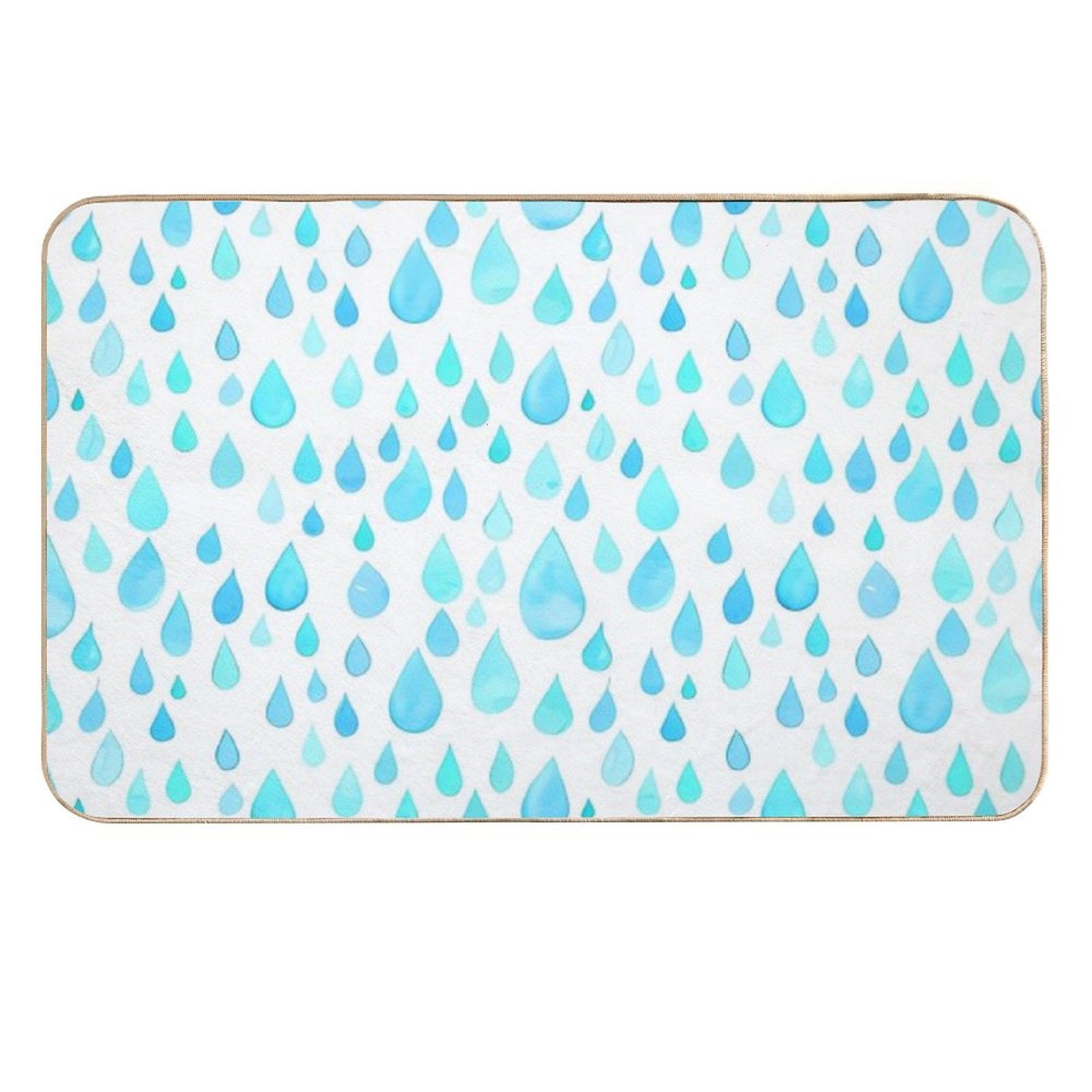 Blue Watercolor Drop Shades Art  Repositionable Bath Mat