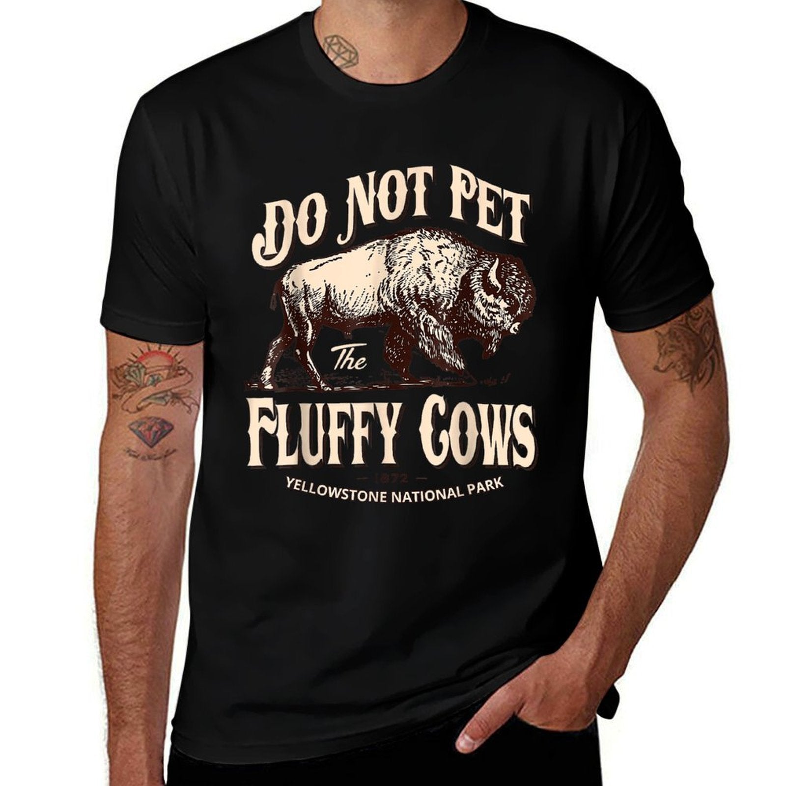 Do Not Pet The Fluffy Cows Yellowstone National Park  Polyester Blend T-Shirt