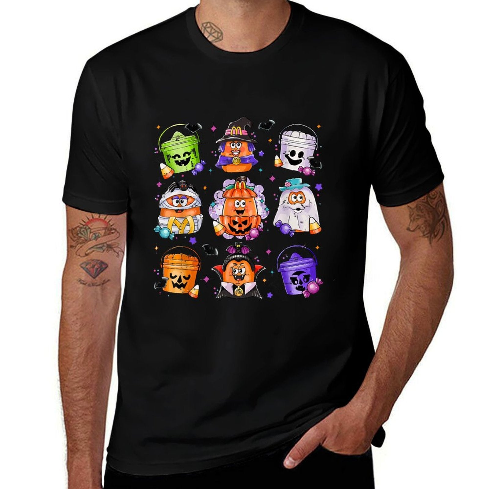 Vintage Funny Halloween Pumpkin Spooky Nuggets Chicken Cute  Heathered Texture T-Shirt