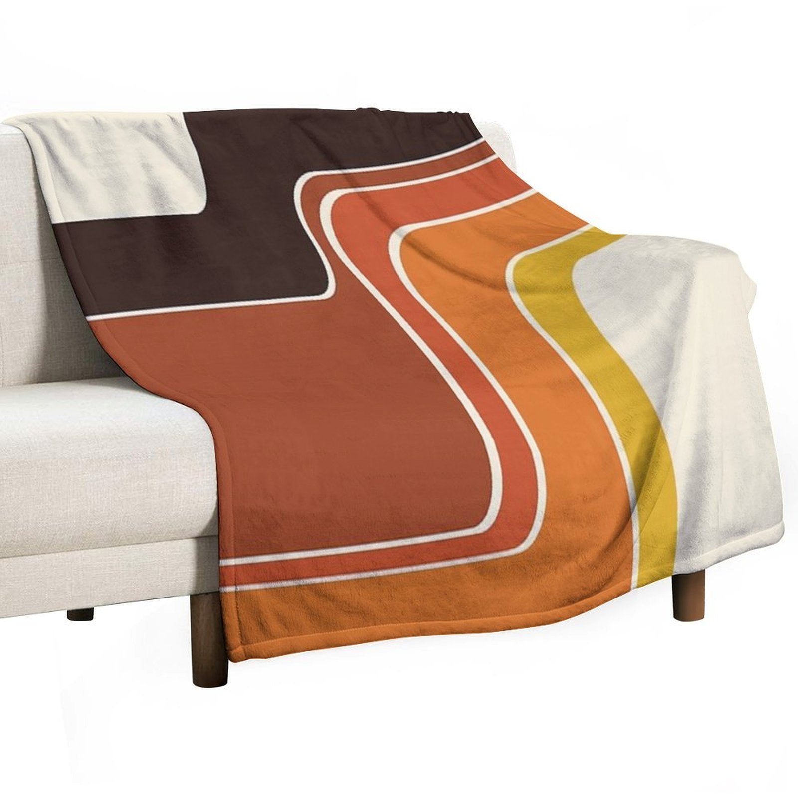 Retro Zig Zag Meets 1970s Orange Travel-friendly Throw Blanket