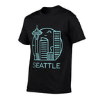 Simple Seattle Downtown Cityscape Emerald Color  Easy-care T-Shirt