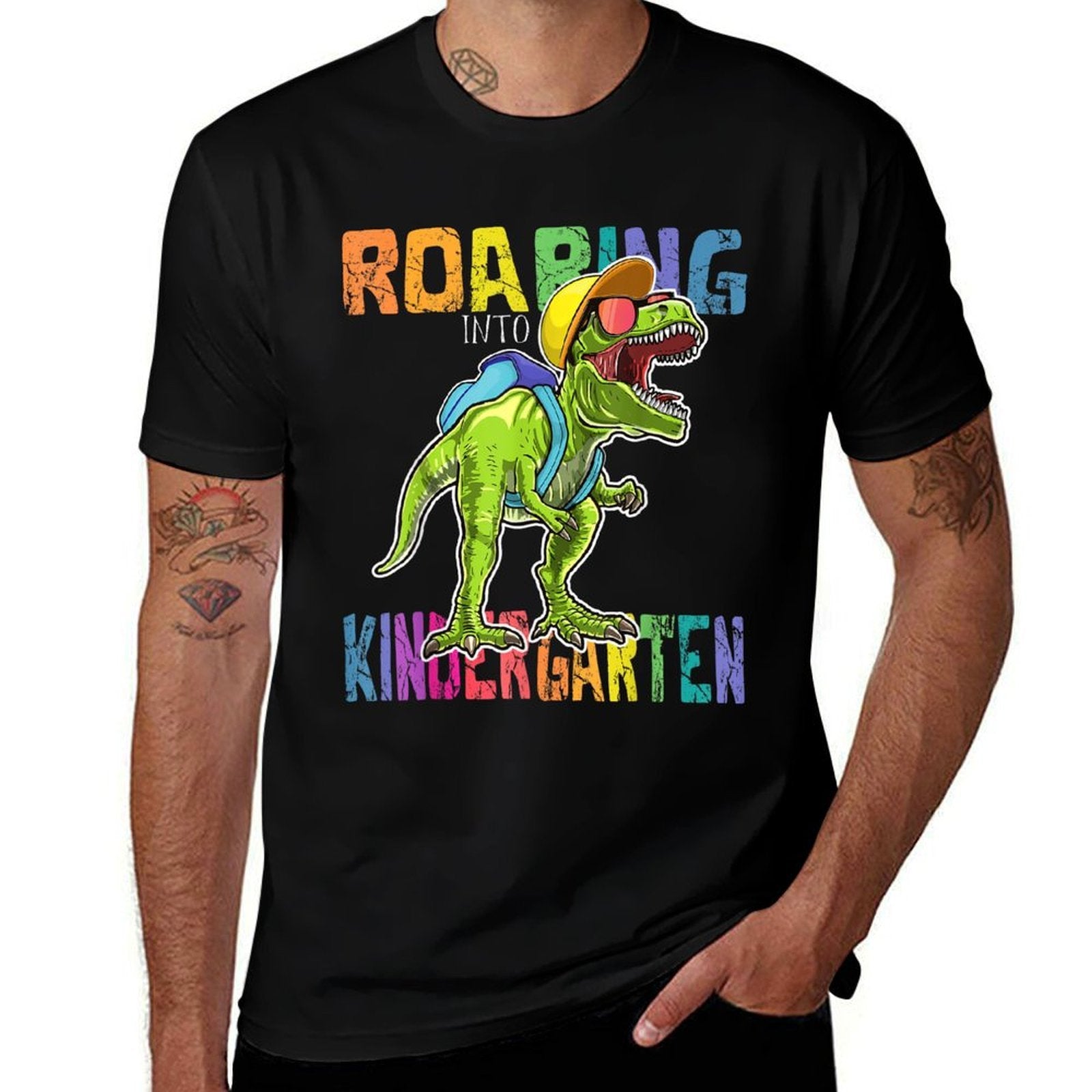 Roaring Kindergarten Dinosaur T Rex Back to School Boys Gift  Trendy Pattern T-Shirt