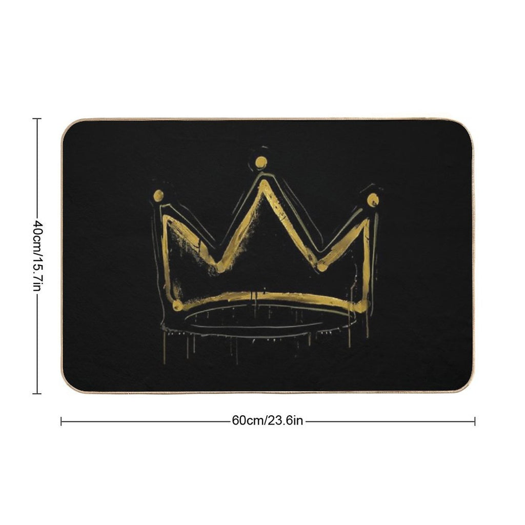 Gold Crown Graffiti  Urban Street Art Spray Paint Design  Eco-Friendly Bath Mat