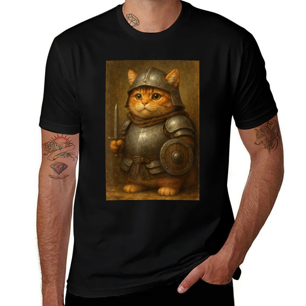 Cat Knight Funny Meme  Heathered Texture T-Shirt