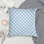 White And Baby Blue Checkerboard Soft Ultra-Soft Texture Throw Pillow