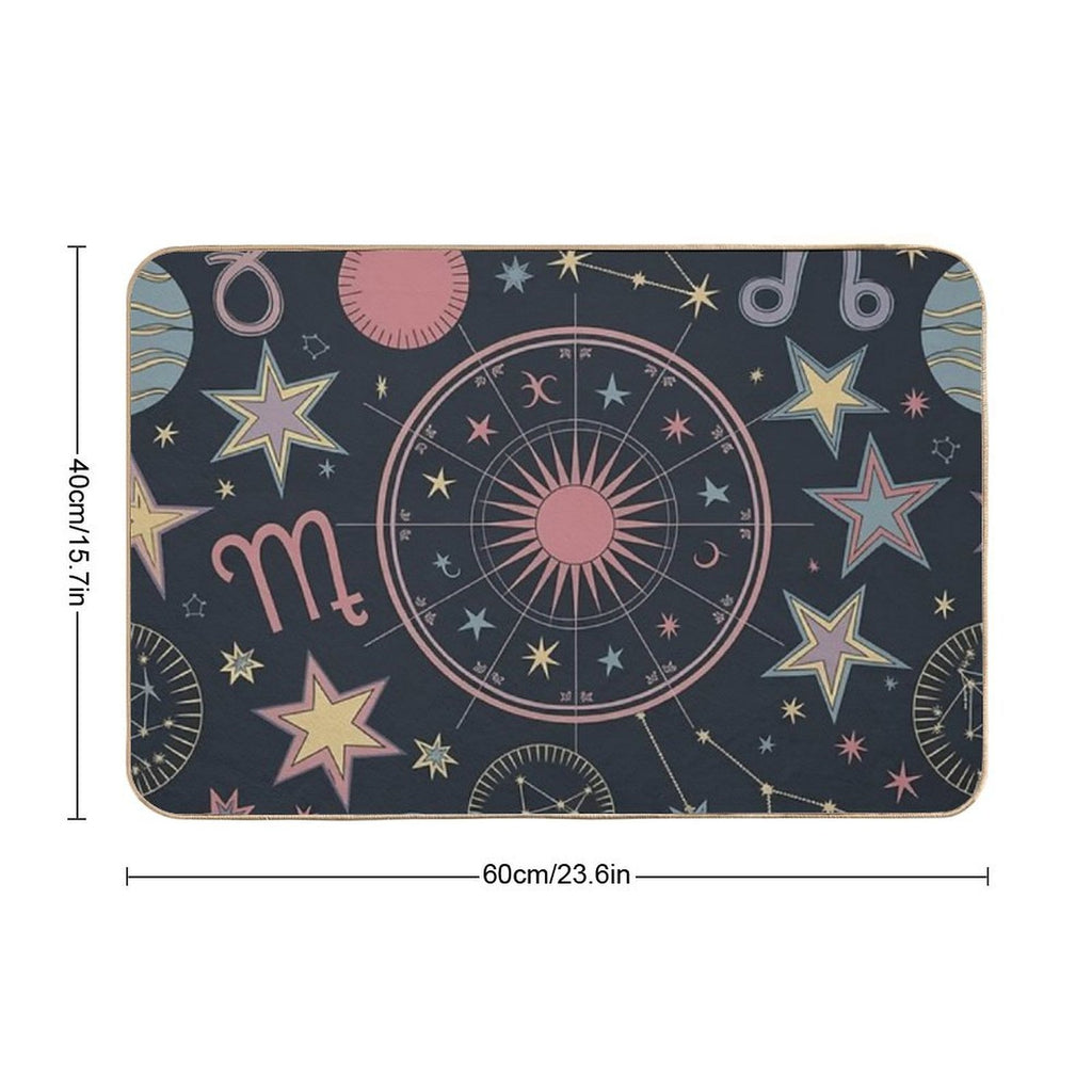 Celestial Dreamscape Pattern  Fade-Resistant Bath Mat