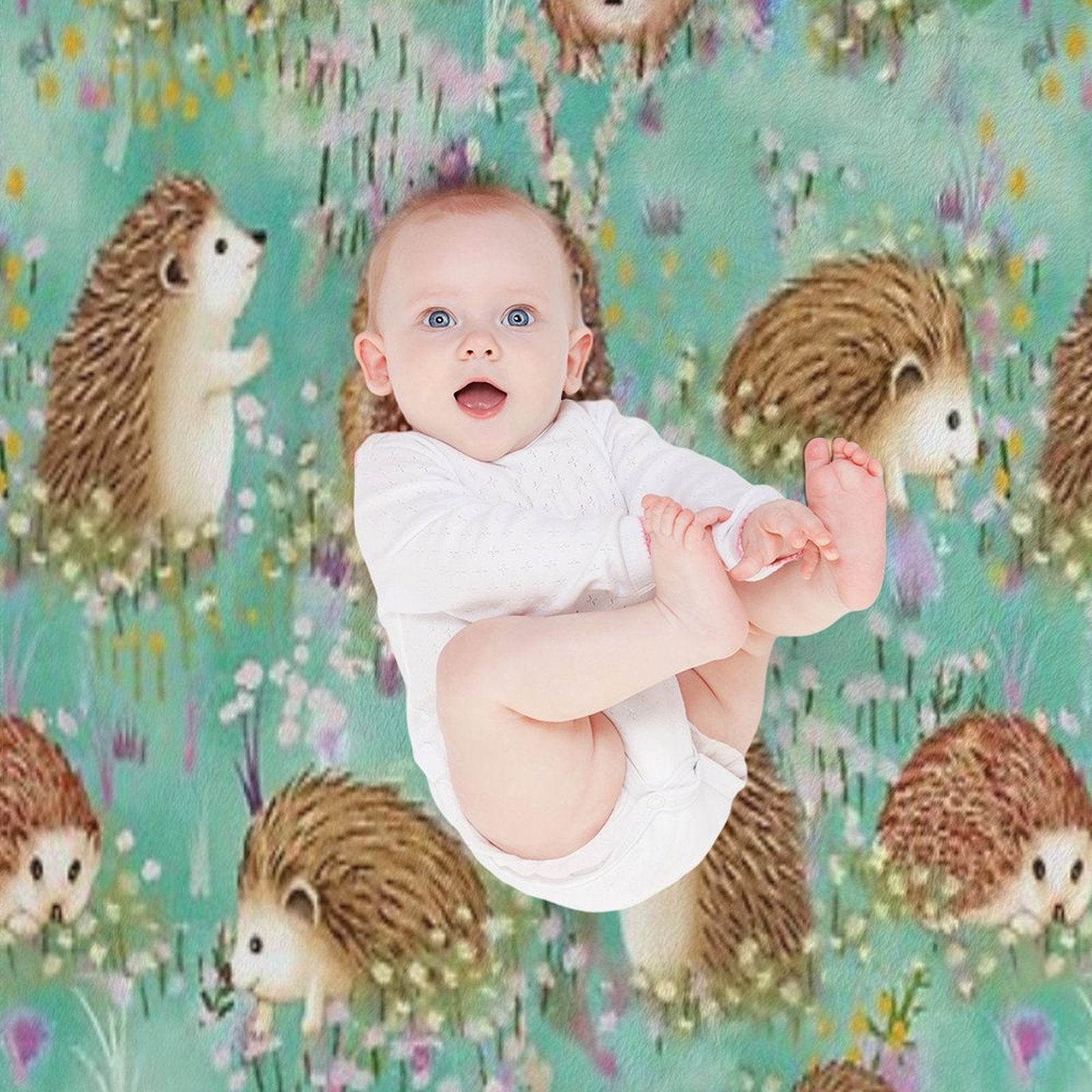 Hedgehog Spring Floral Velvety-soft Throw Blanket