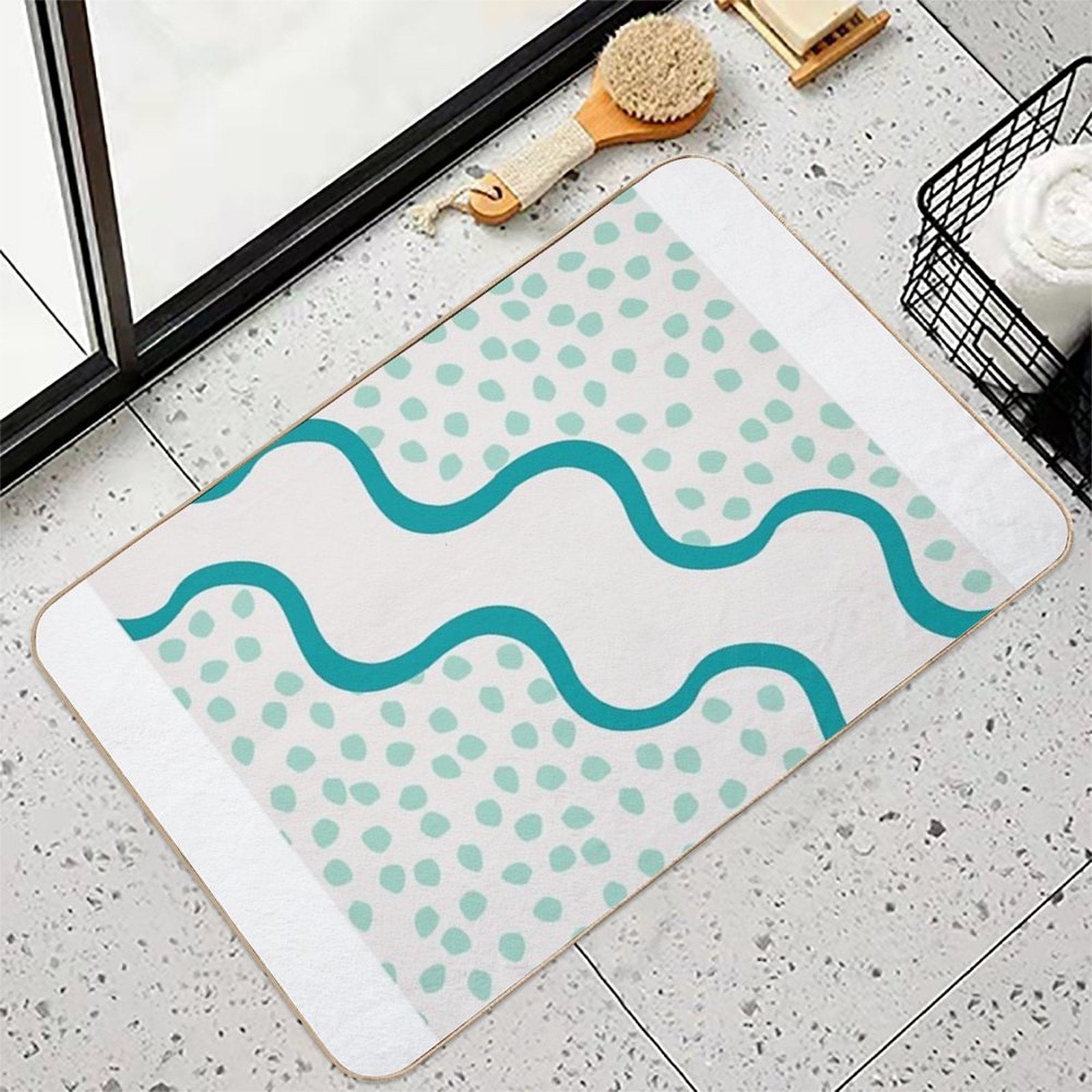Ocean Two Blue Tone Aesthetic Design Durable Bath Mat