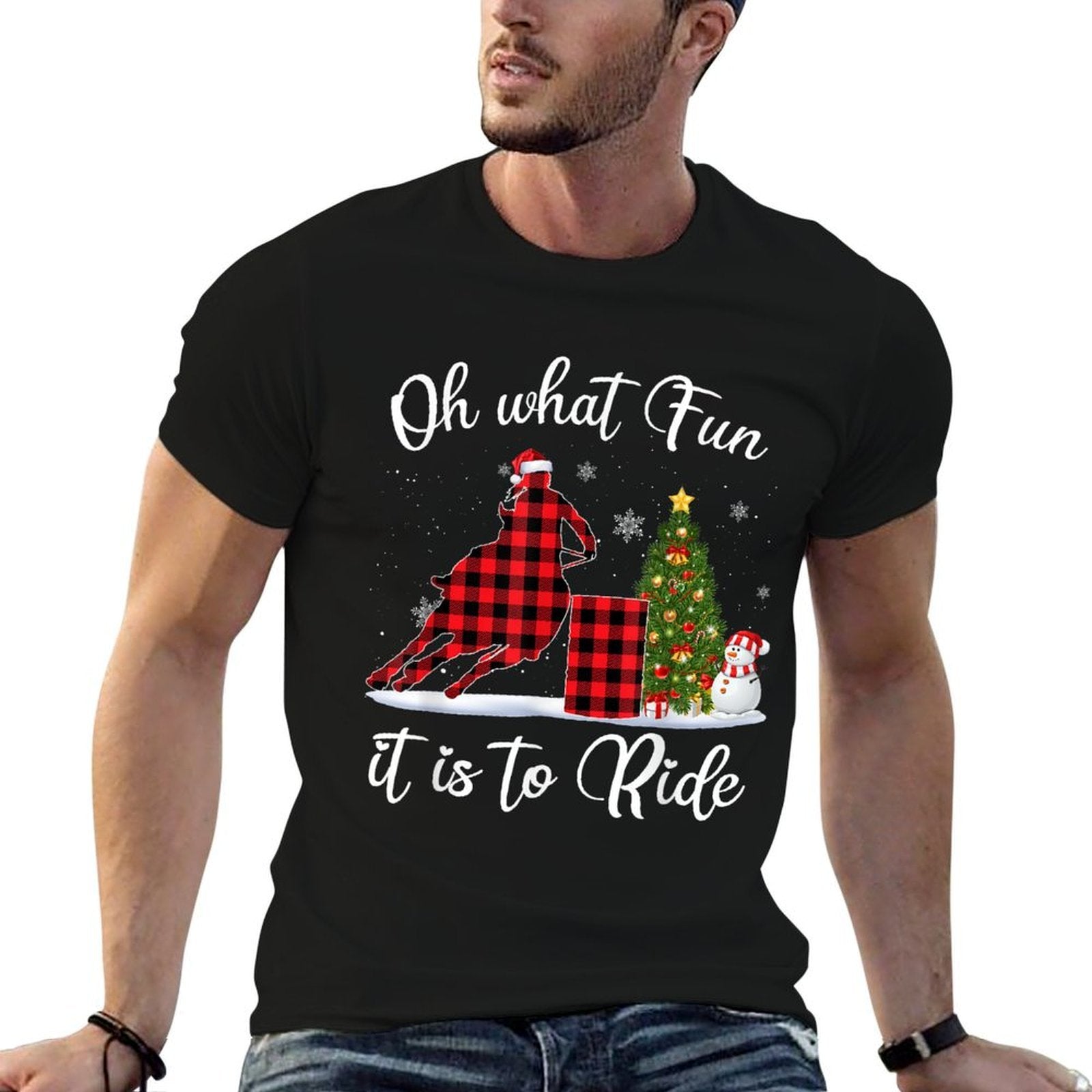 Barrel Racing Oh What Fun It Is To Ride Horse For Christmas  Moisture-wicking T-Shirt