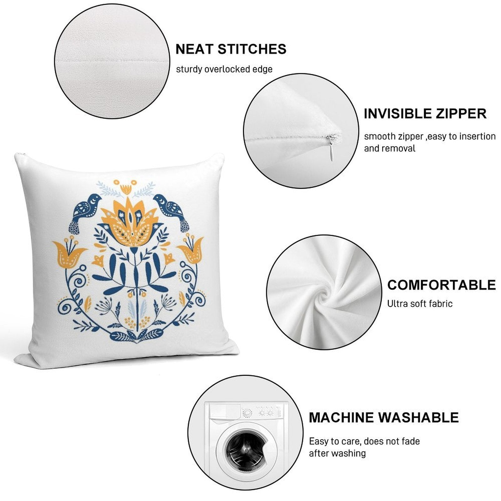 Scandinavian Folk Study 010 Soft Bedroom Essential Throw Pillow