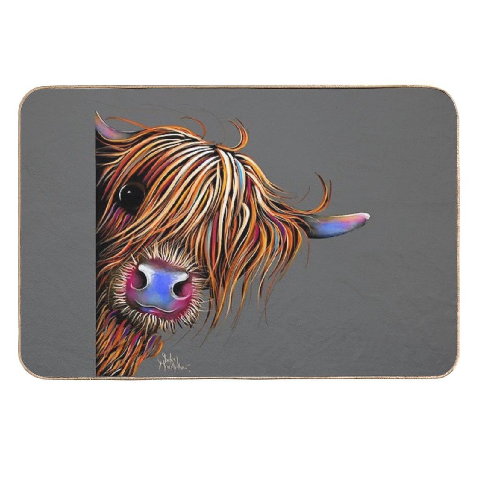 HiGHLaND CoW PRiNT SCoTTiSH ' SuGaR LuMP ON GReY ‘ BY SHiRLeY MacARTHuR  Non-Slip Bath Mat