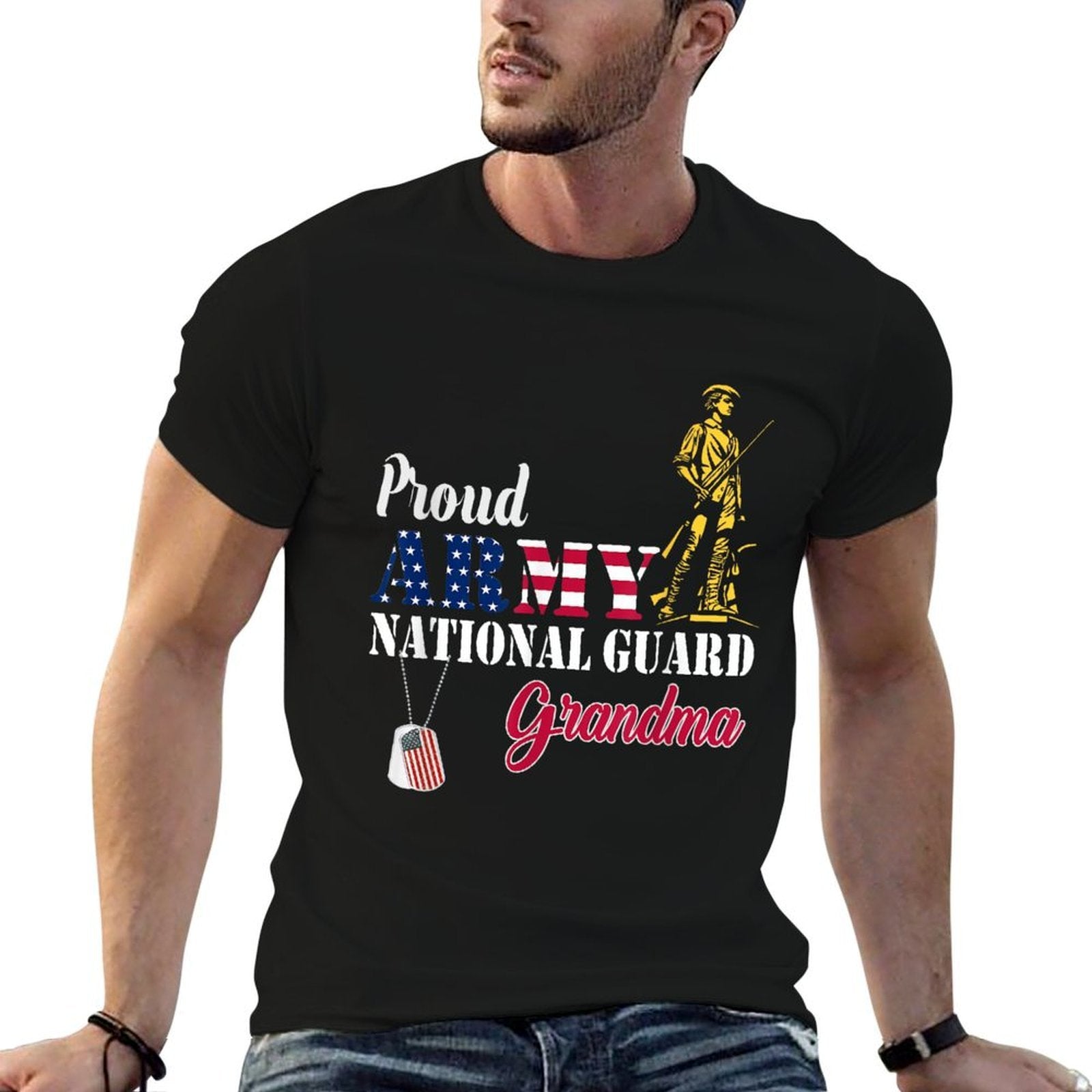Proud National Guard Grandma Military Family Veterans Day  Graphic-printed T-Shirt