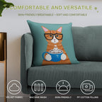 Ginger Catpuccino Coffee Cat Soft High-Density Material Throw Pillow