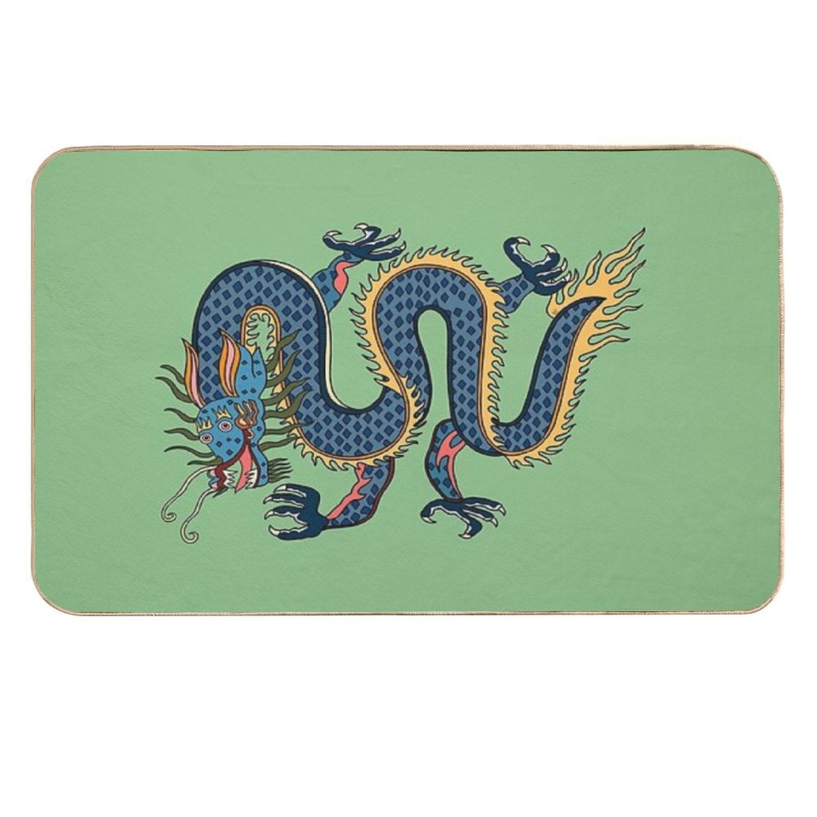 TIBETAN DRAGON RUG-turquoise  Stain-Proof Bath Mat