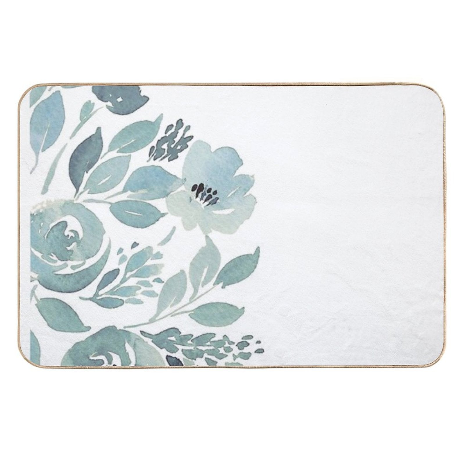 Pastel Green And White Rose Flower Watercolor Floral Bloom Spring Pattern  Multi-Purpose Bath Mat