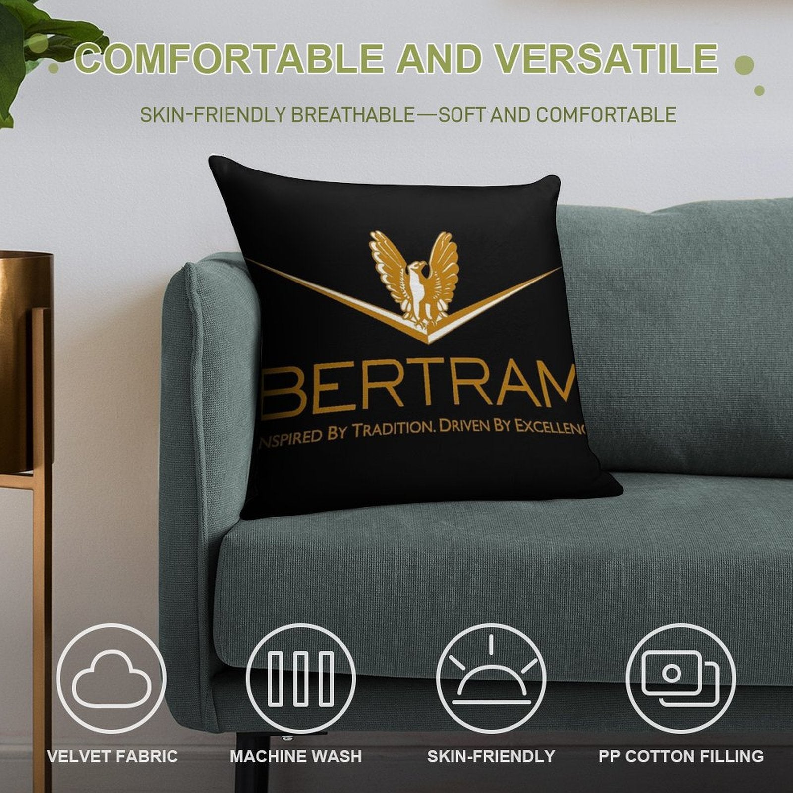 BERTRAM YACHTS Soft Anti-Pilling Throw Pillow