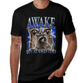 Awake But At What Cost Retro Raccoon Meme Sarcastic Sayings  Relaxed-fit T-Shirt