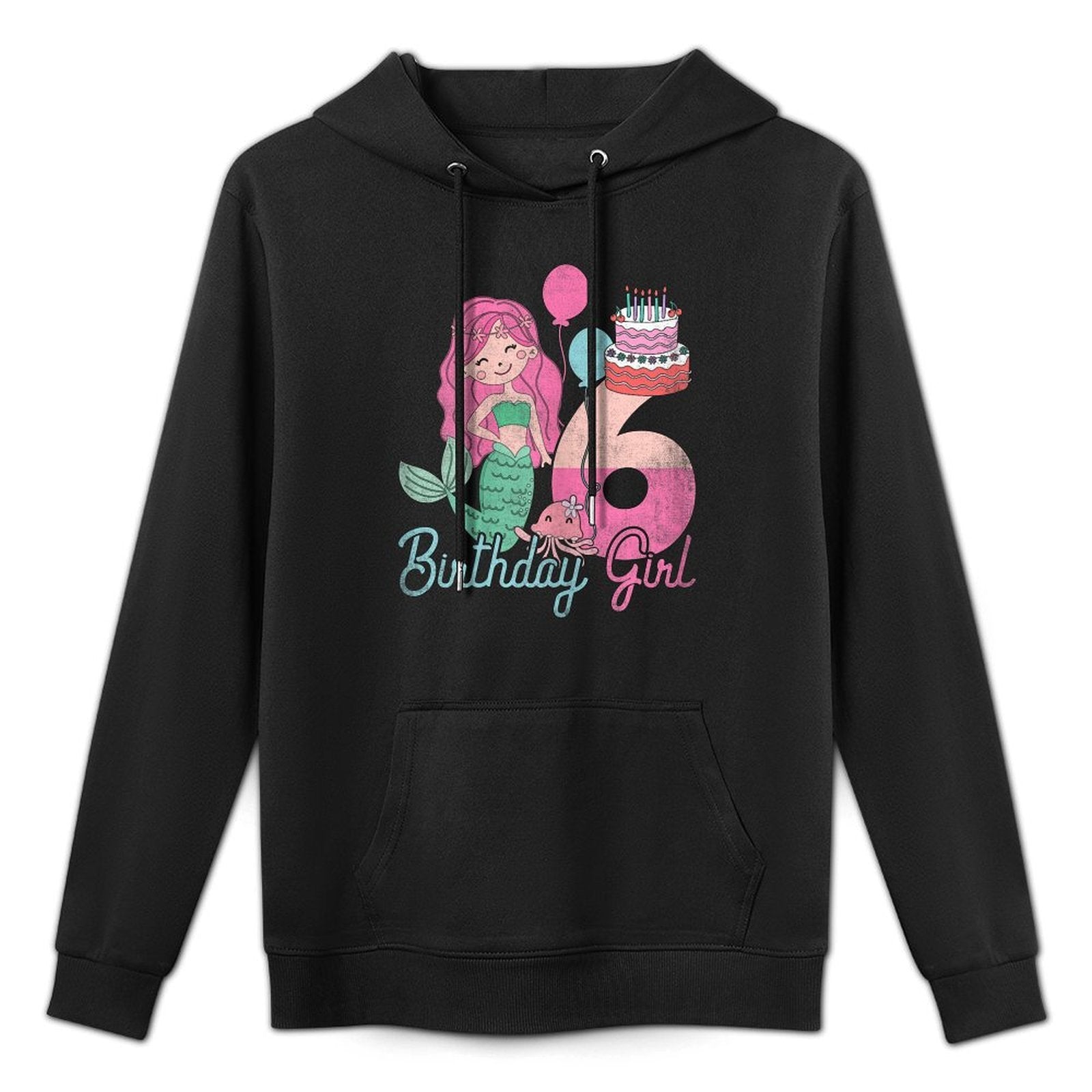 6 Years Old Birthday Girl Gifts Mermaid 6th Birthday Shape Retention Hoodie