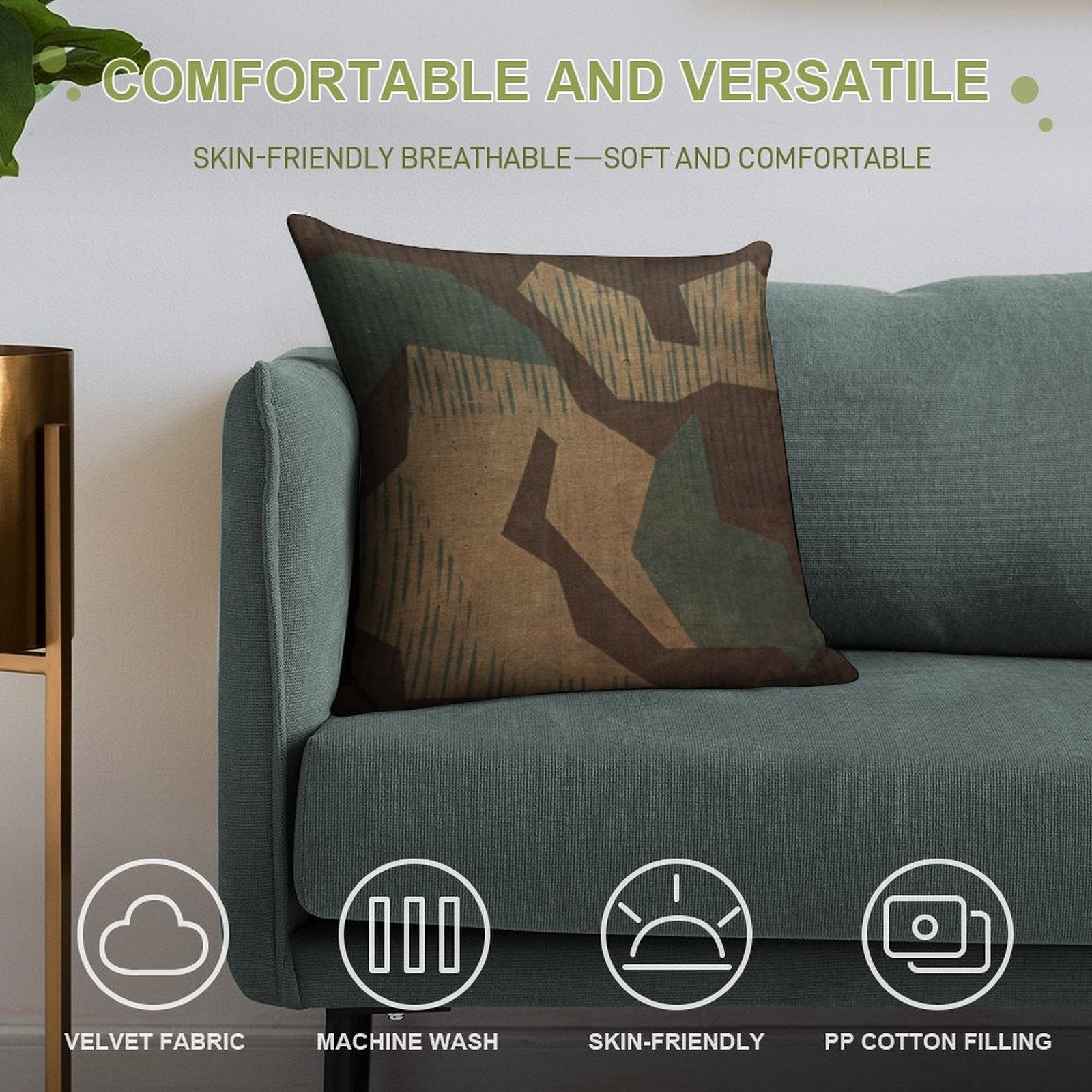 Splintertarn German Ww2 Camouflage (Version 2) Soft Decorative Cover Throw Pillow