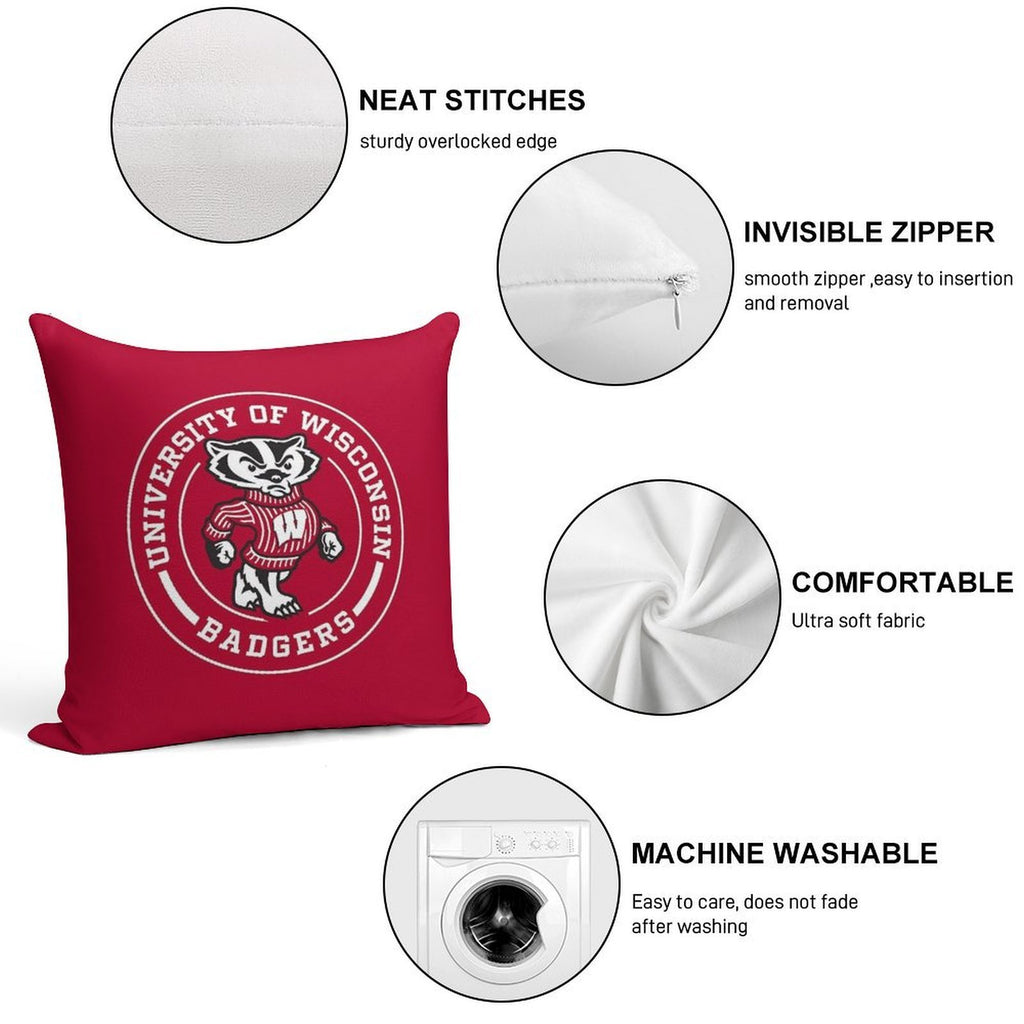 UW - Madison Circle Soft Hidden Zipper Throw Pillow