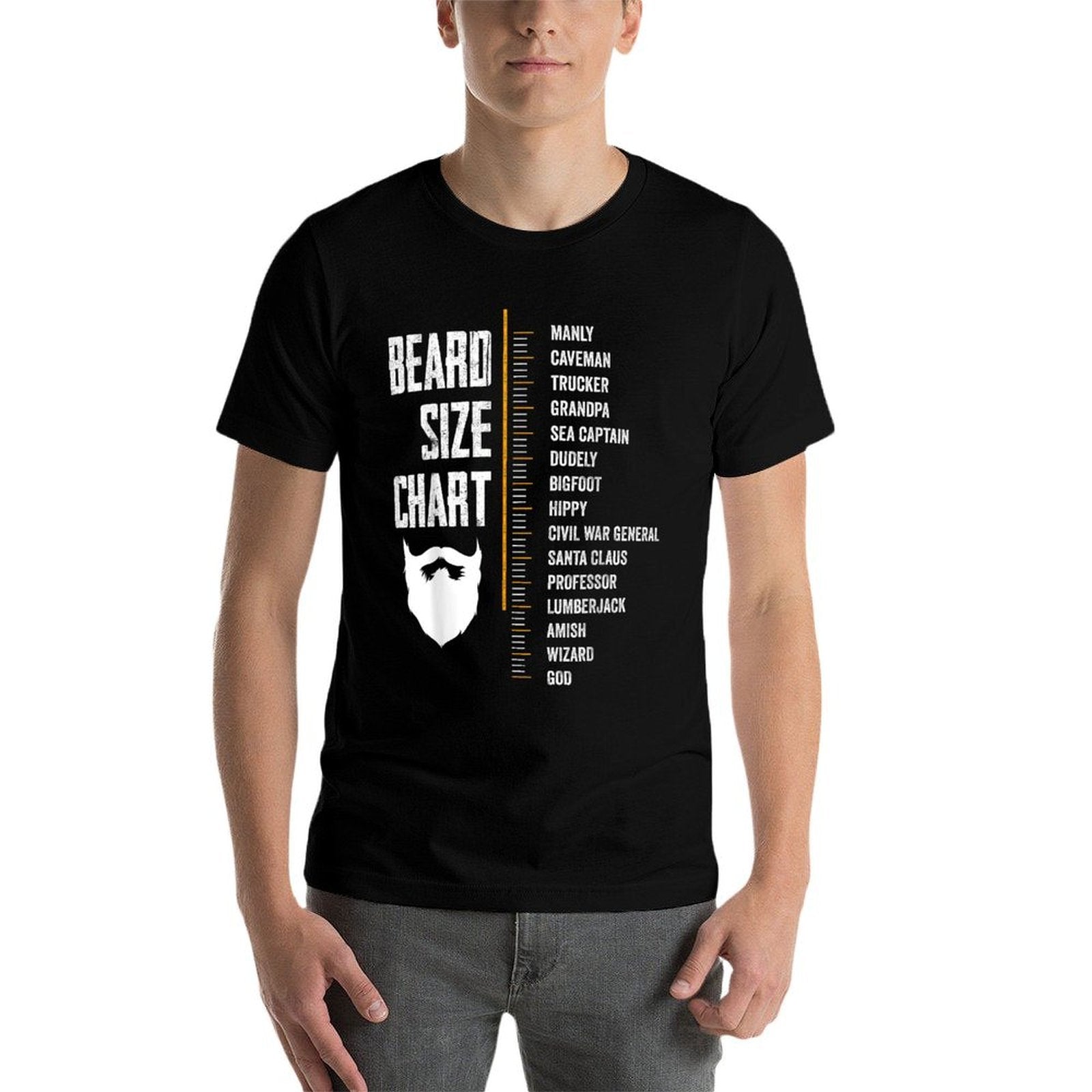 Beard Measurement Chart Beard Length Funny Growth Chart  Graphic-printed T-Shirt