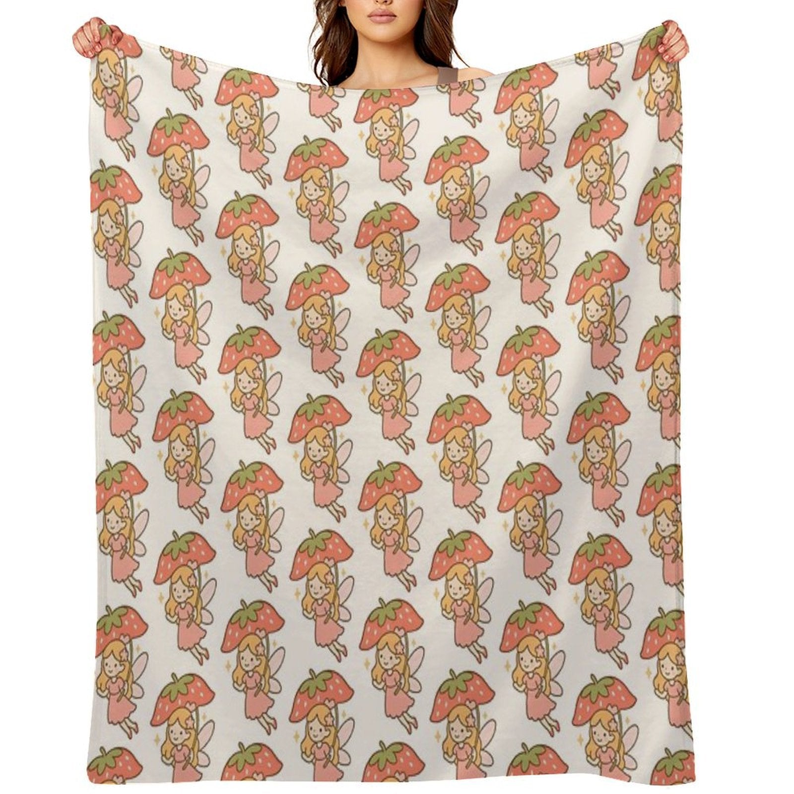 Cute Strawberry Fairy All-season Throw Blanket