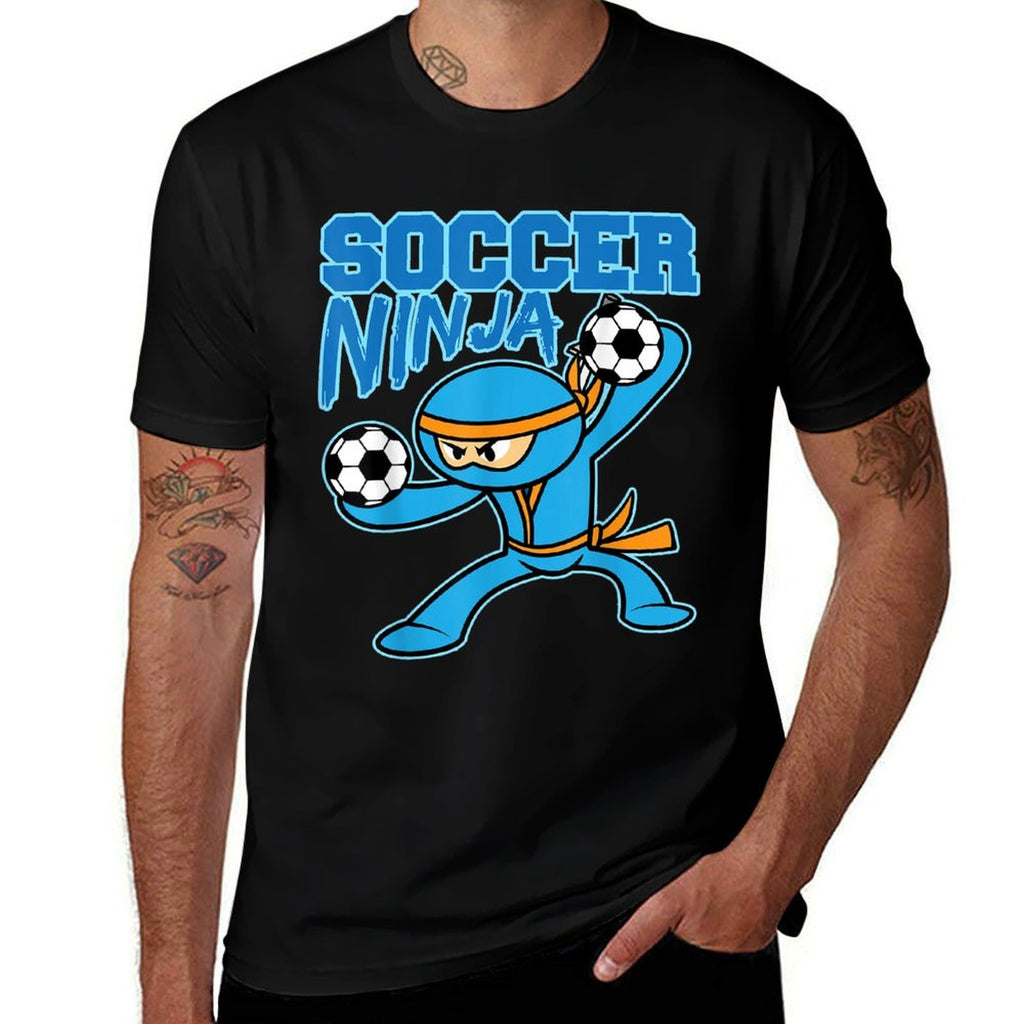 Soccer Ninja Player Cute Football Lovers Funny Gift  Ribbed Collar T-Shirt